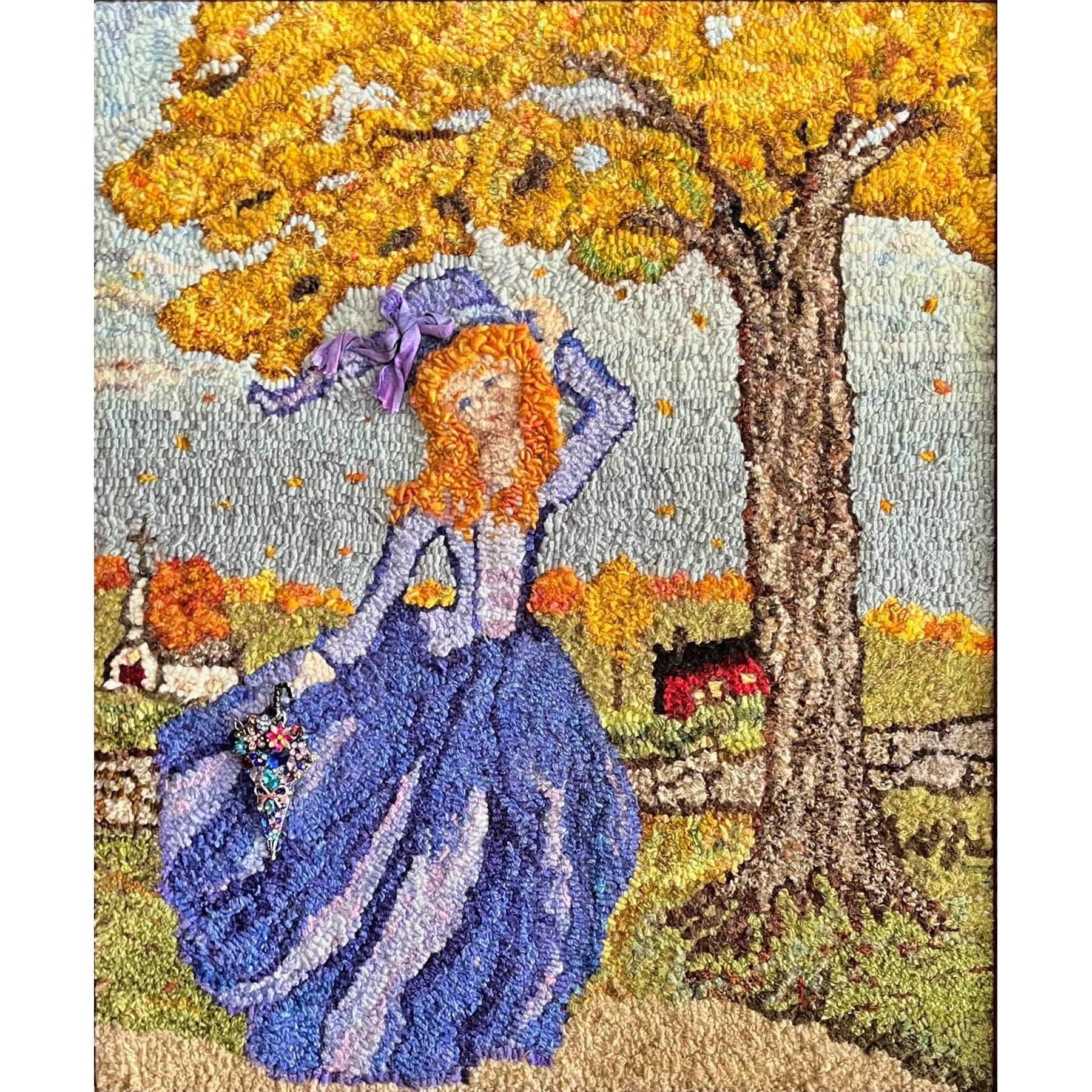 Fall Breezes, rug hooked by Melissa Town
