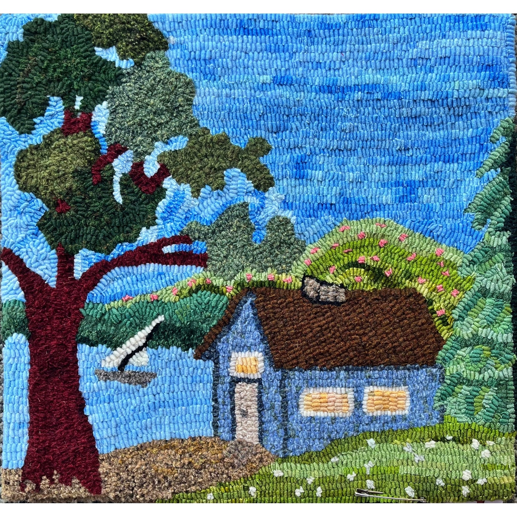 Summer Bell Pull, rug hooked by Cheryl Perilloux