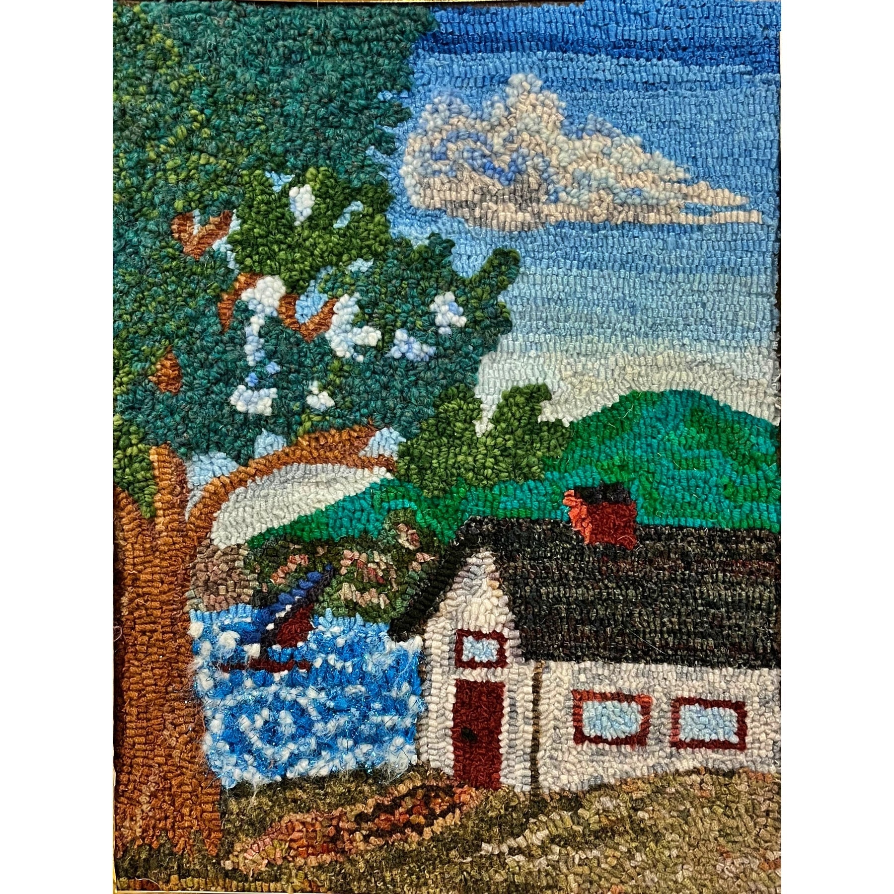 Summer Bell Pull, rug hooked by Elise Olsen