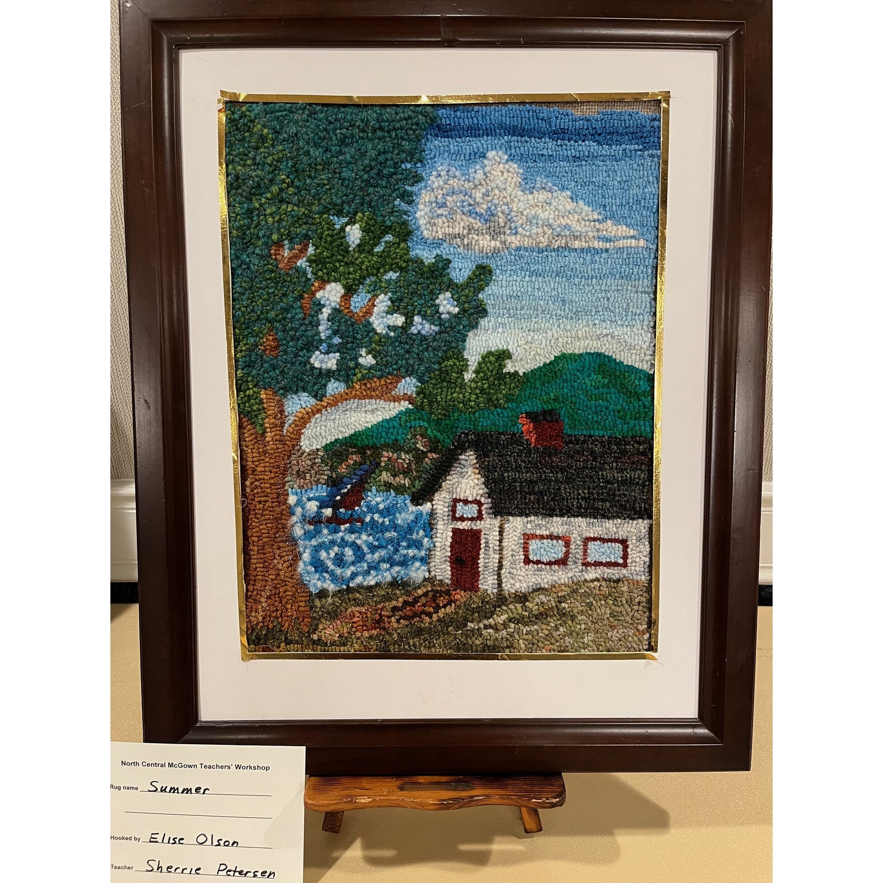 Summer Bell Pull, rug hooked by Elise Olsen