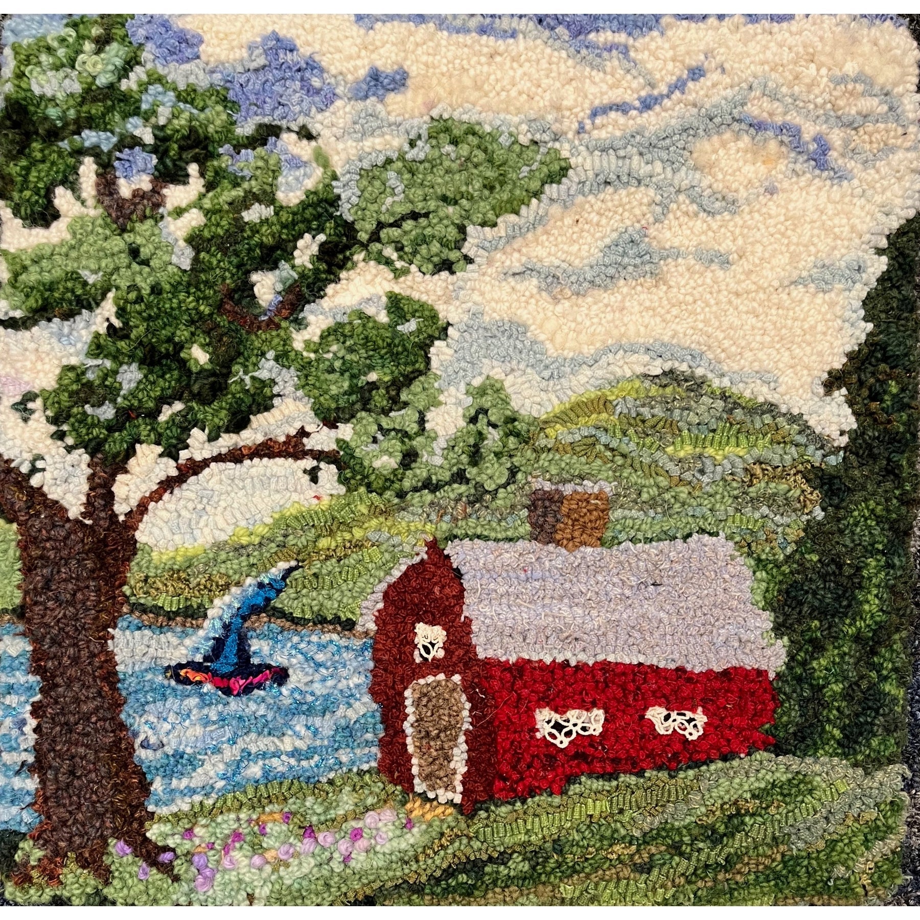 Summer Bell Pull, rug hooked by Sherrie Petersen