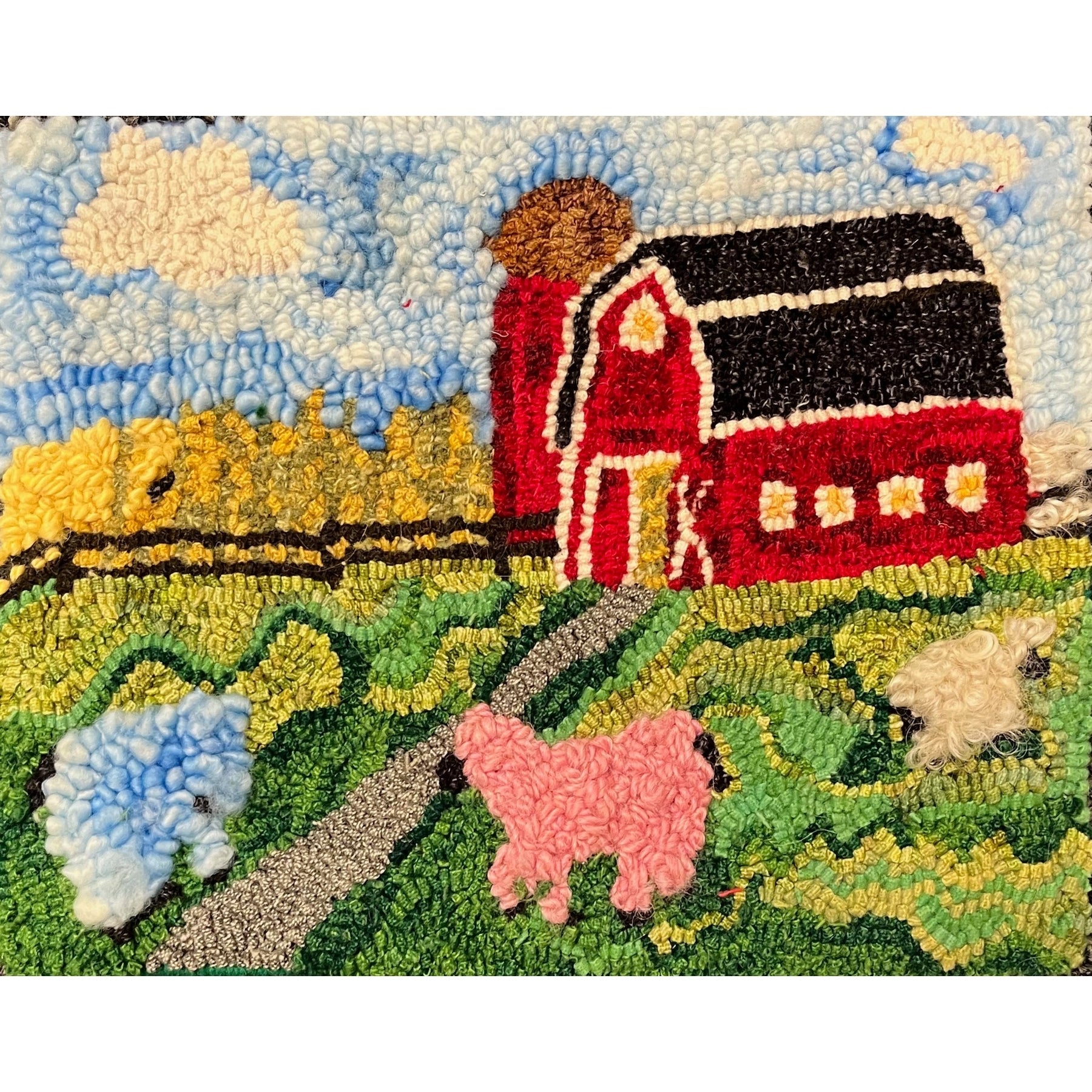 Bo Peep's Sheep, rug hooked by Liz Abel