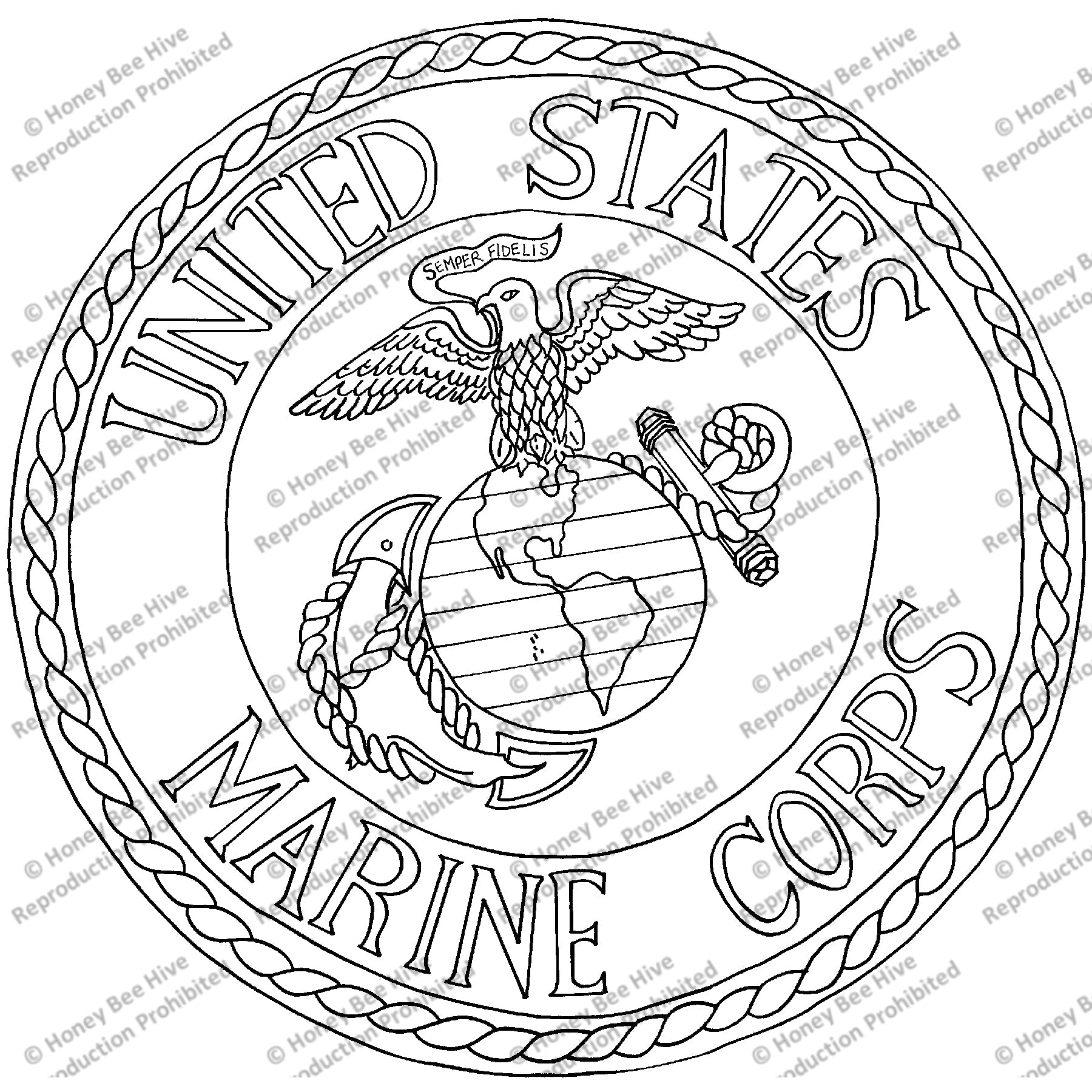 U.S. Marine Corps Insignia, rug hooking pattern