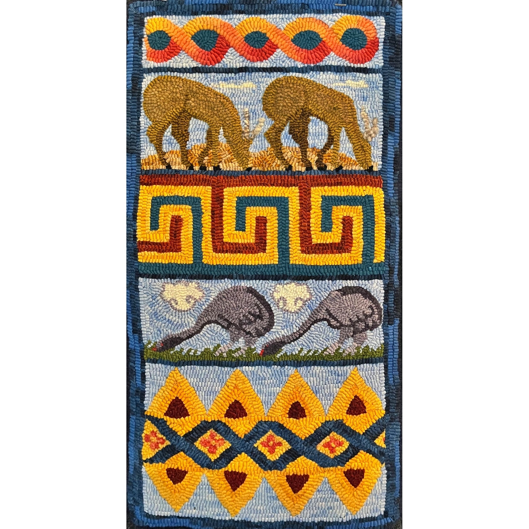 Euclid, rug hooked by Nona Blauvelt