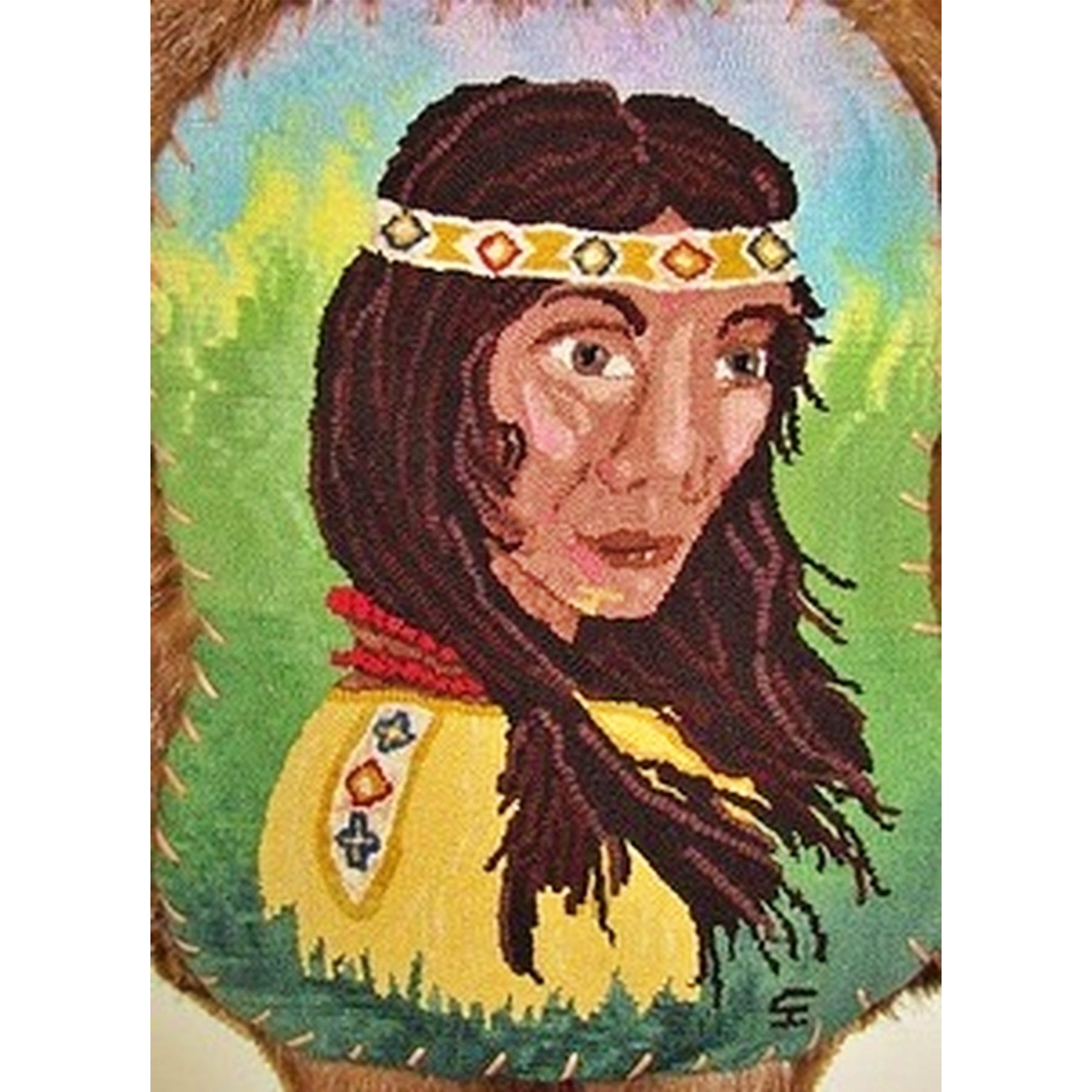 Indian Maiden, rug hooked by Susan Elcox