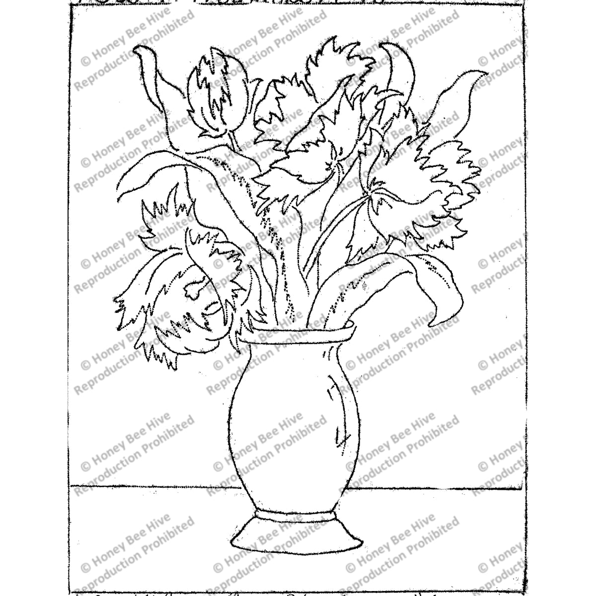 Parrot Tulips, rug hooking pattern
