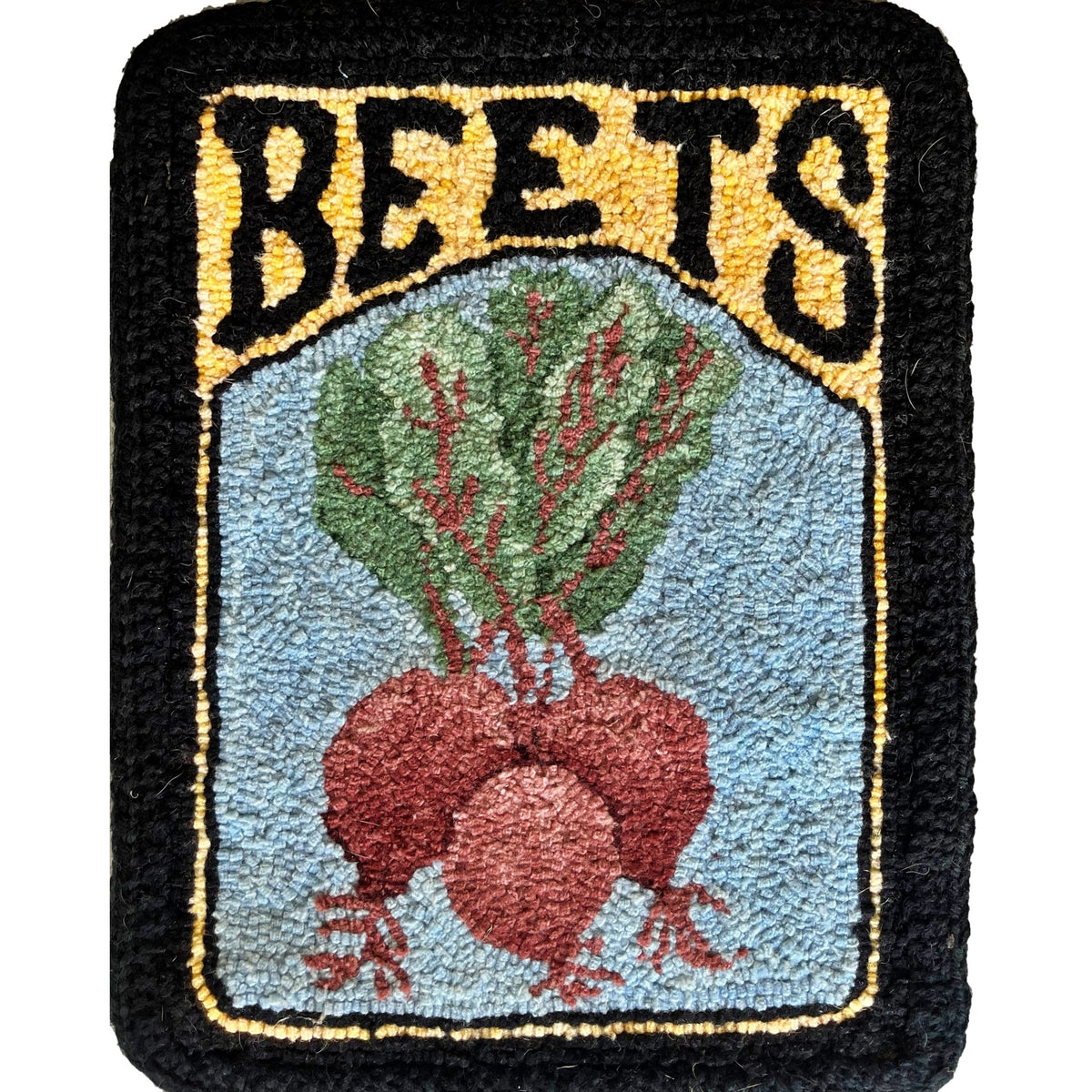 Beets, rug hooked by Sheri Matz