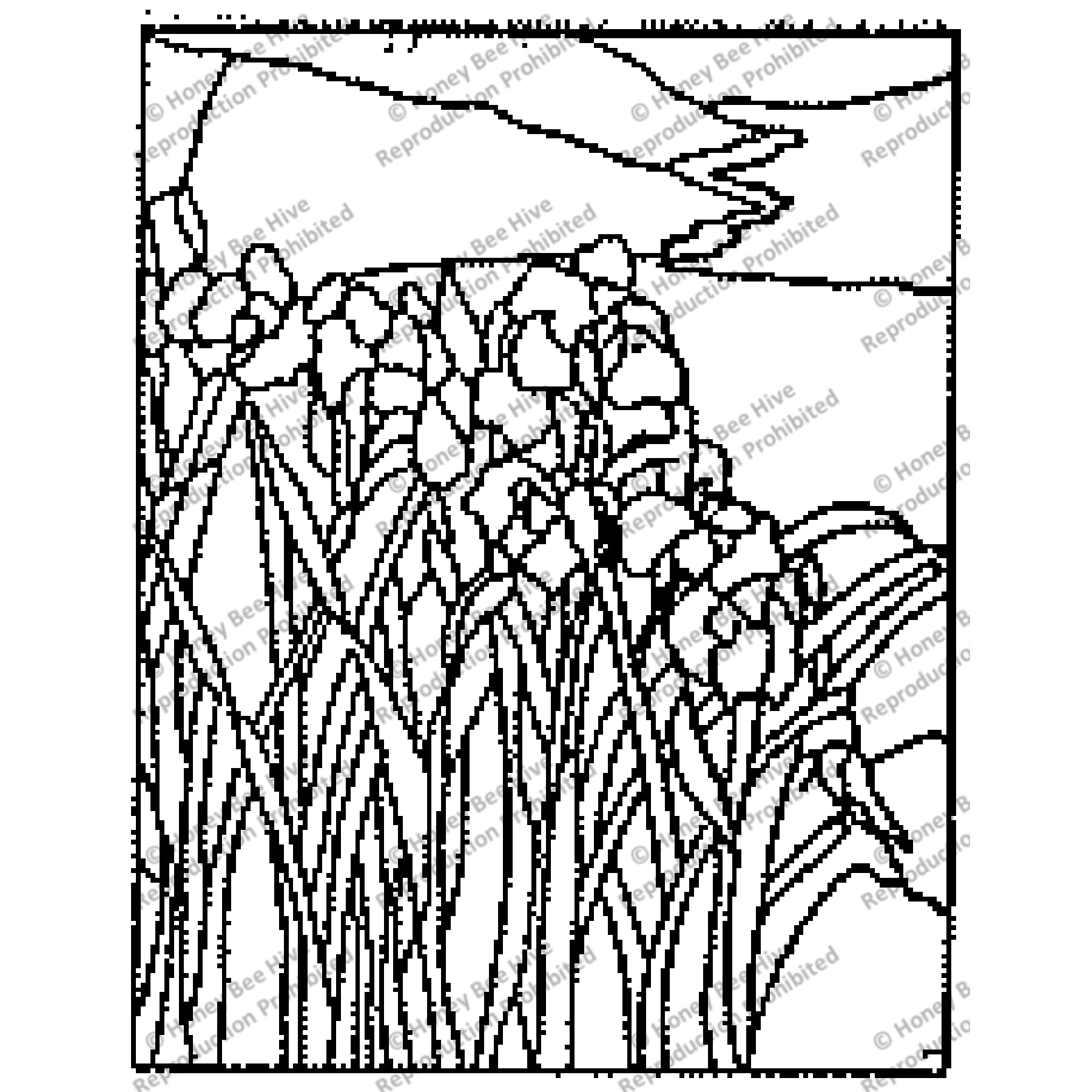 Tiffany-Iris, rug hooking pattern