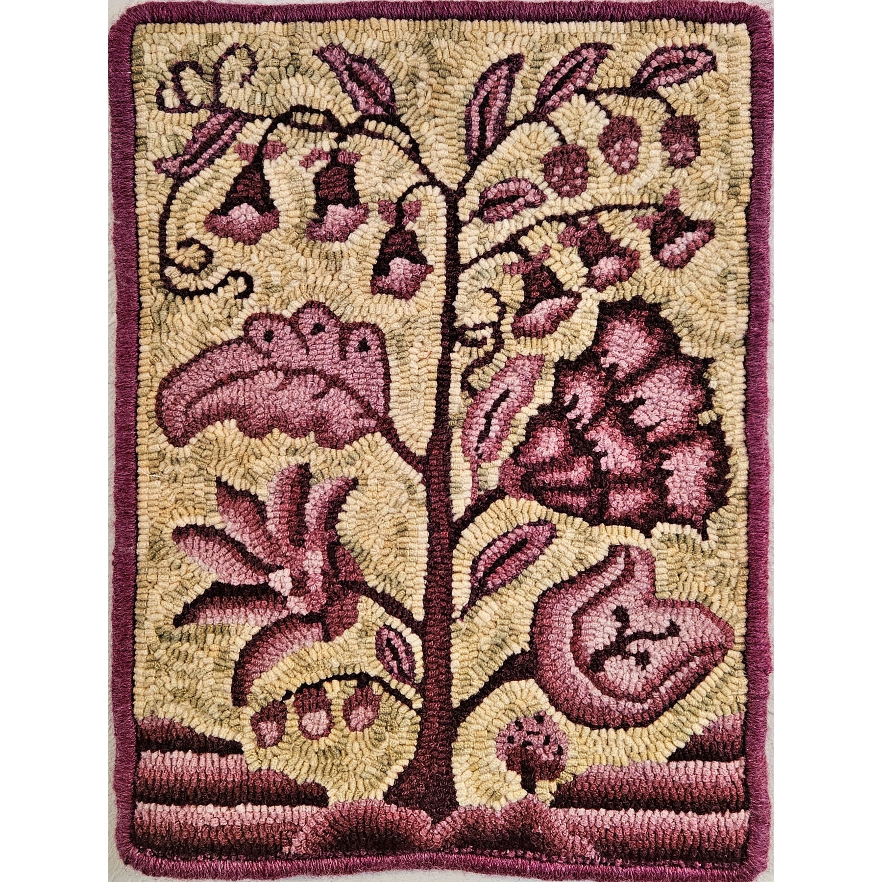 Crewel Tree, rug hooked by Marci Braun