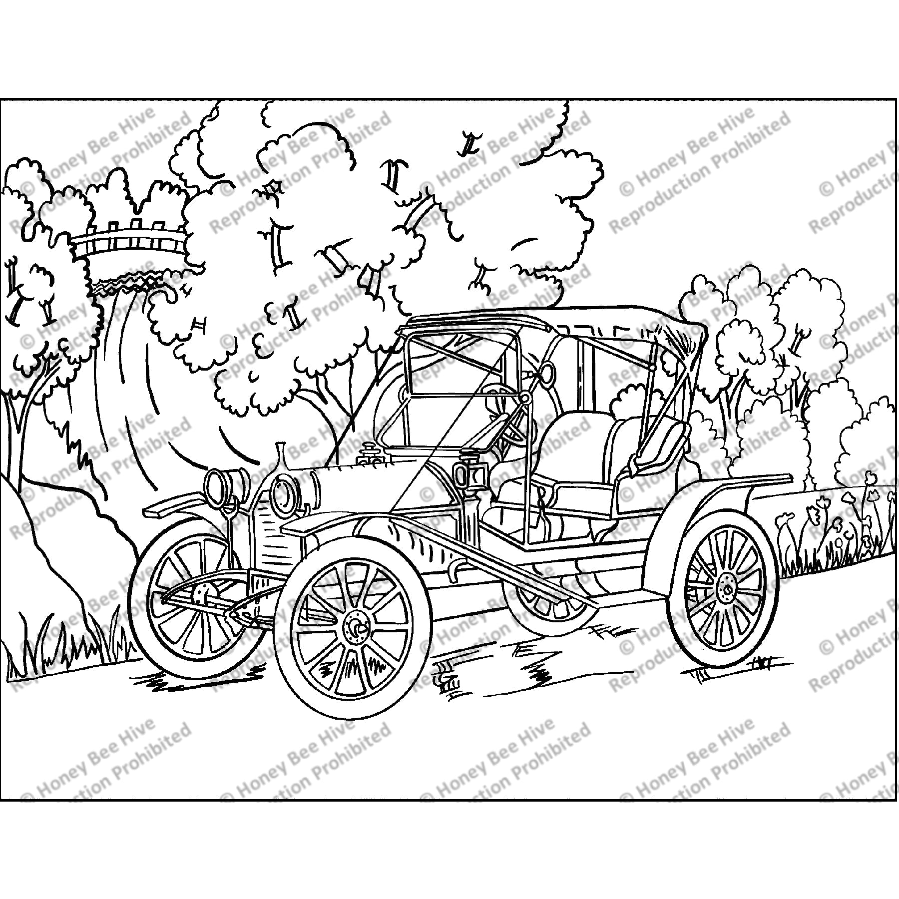 Hacker's Hupmobile, rug hooking pattern