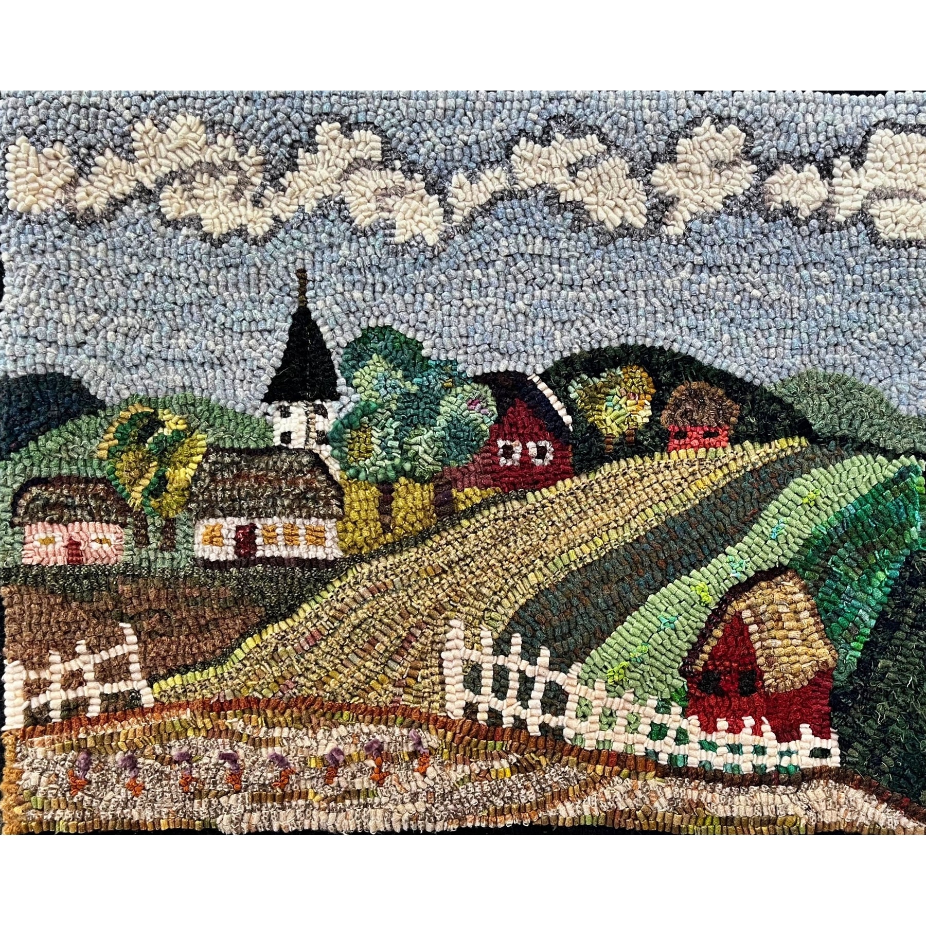 Ivan's Village, rug hooked by Kathryn Gould