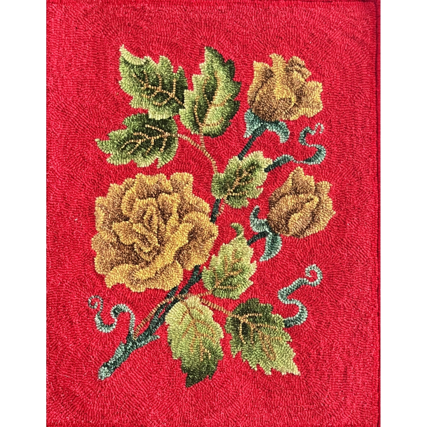 Roses, rug hooked by Akiko Nishi