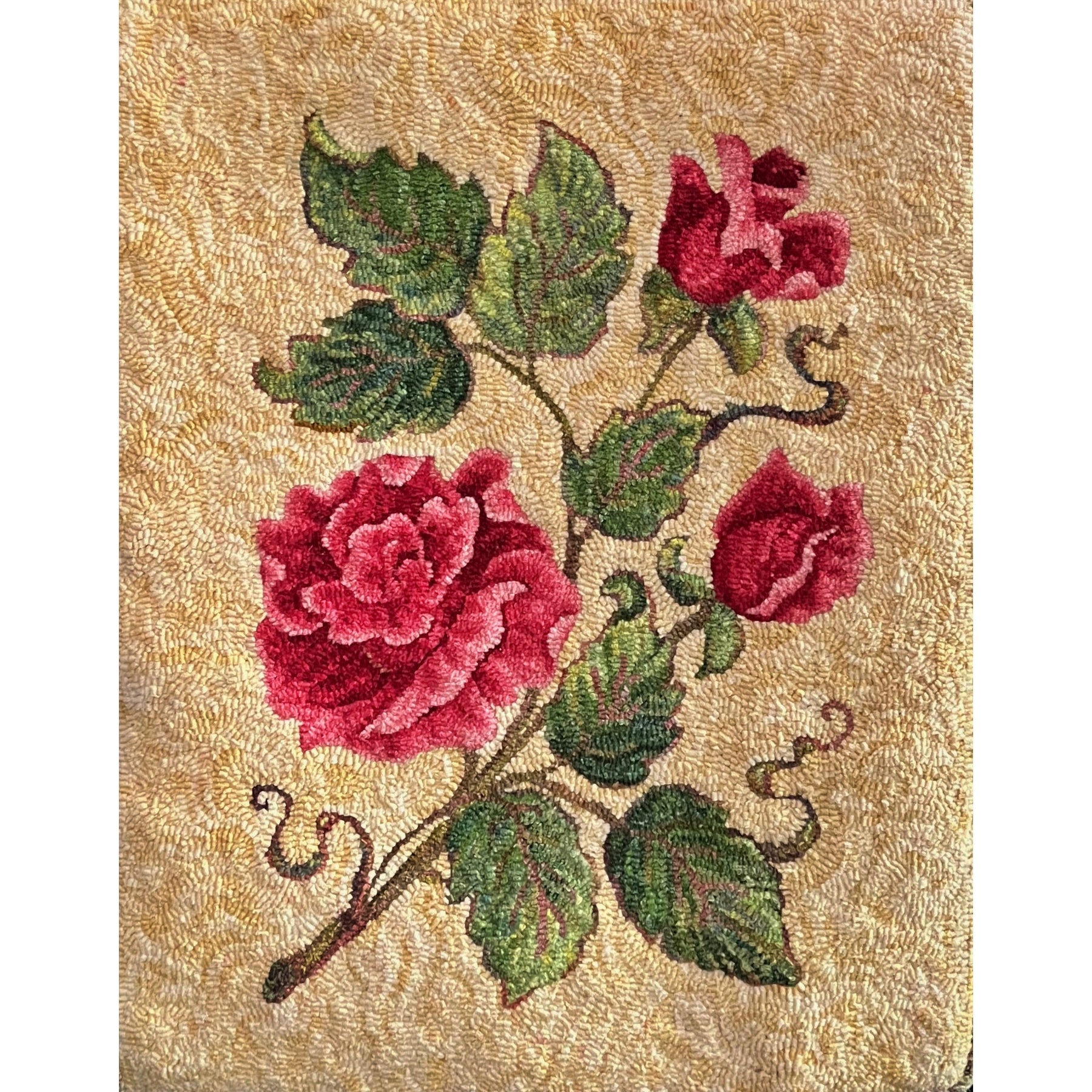 Roses, rug hooked by Cyndy Duade