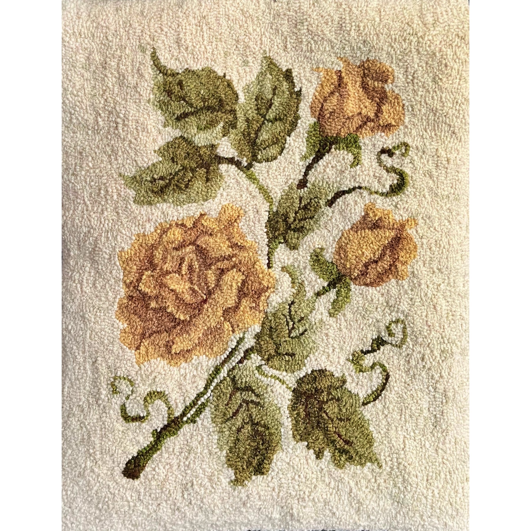 Roses, rug hooked by Nadine McCann