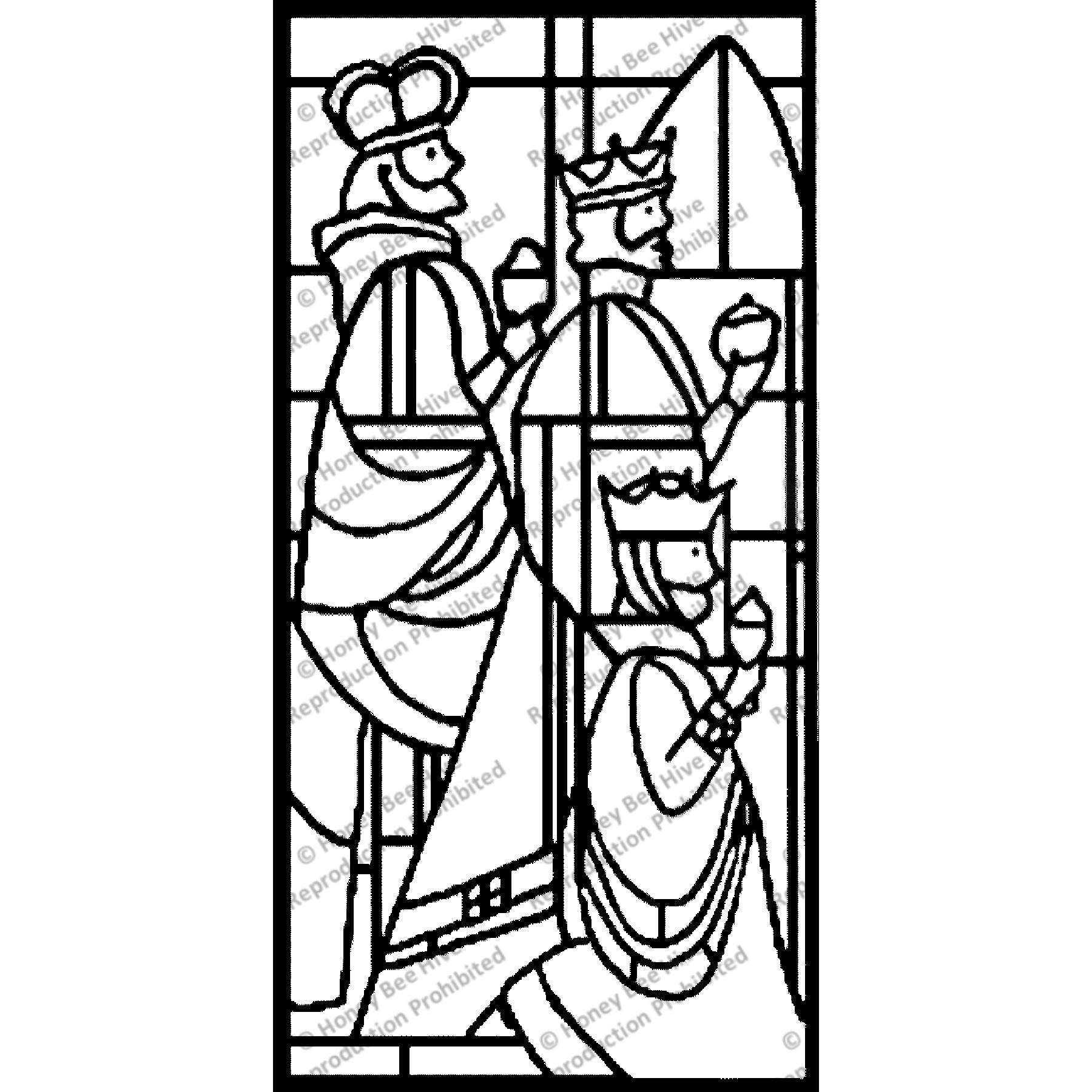Stained Glass 3-Kings, rug hooking pattern