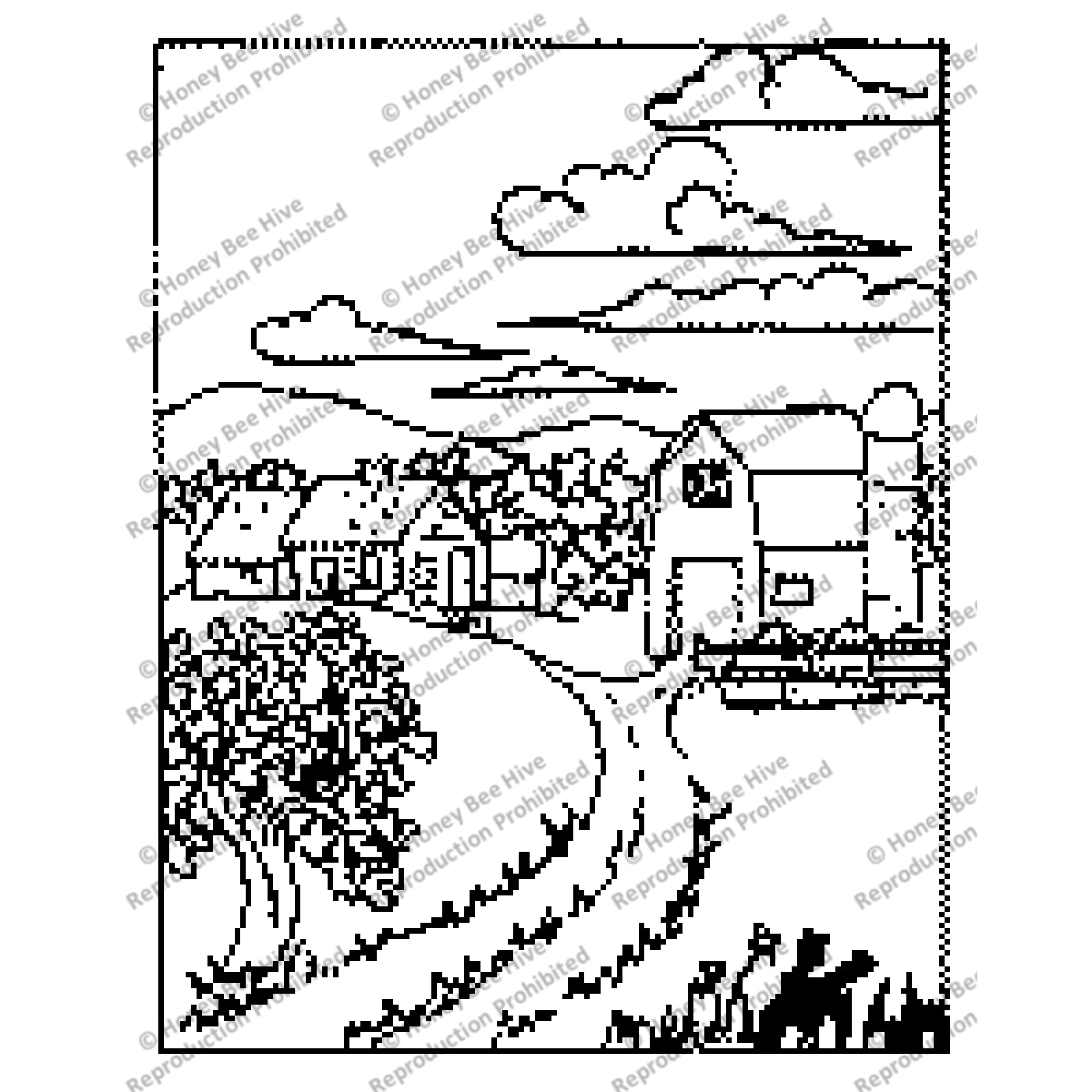 Sunrise on the Farm, rug hooking pattern