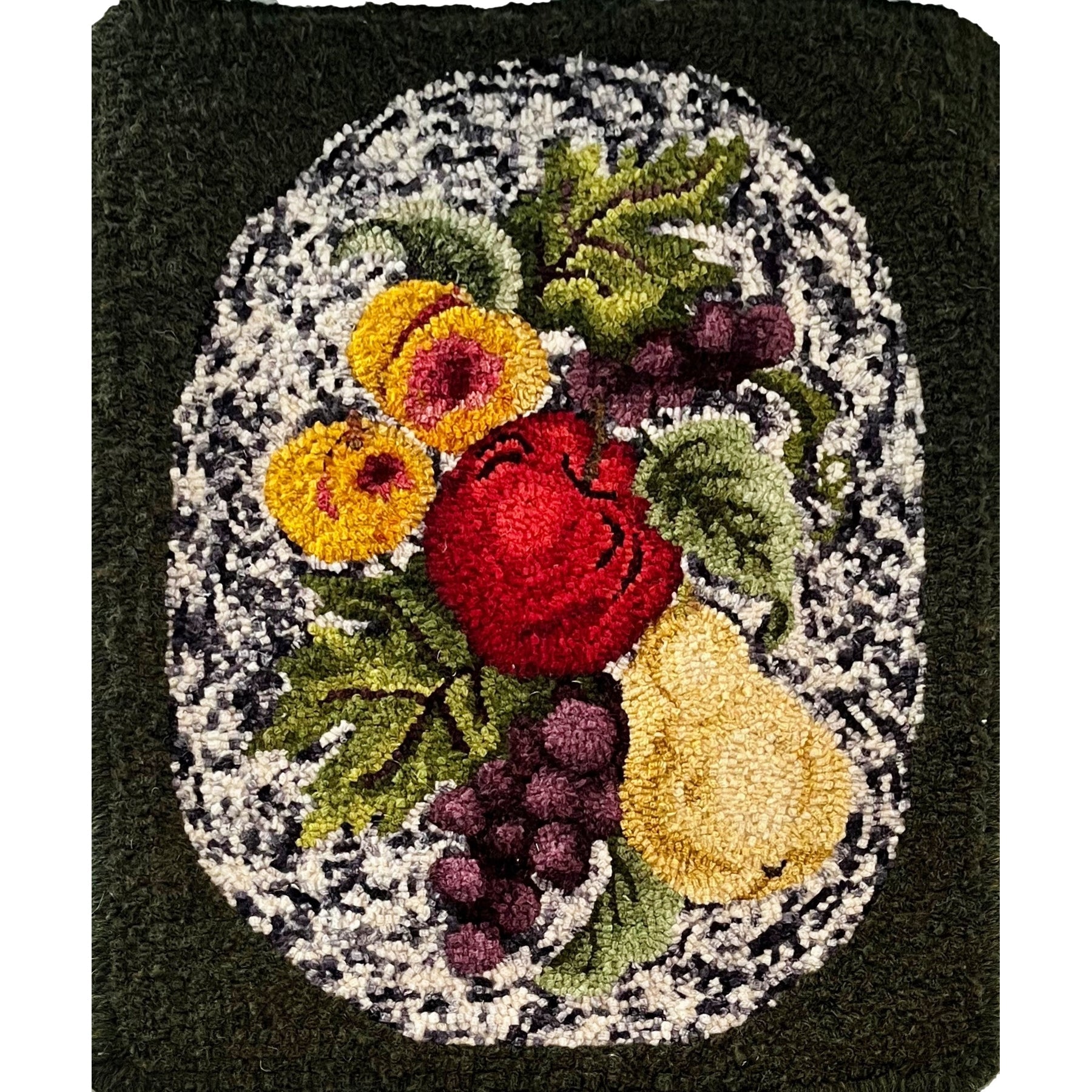 Fruit, rug hooked by Magbis Vizcaino-Green