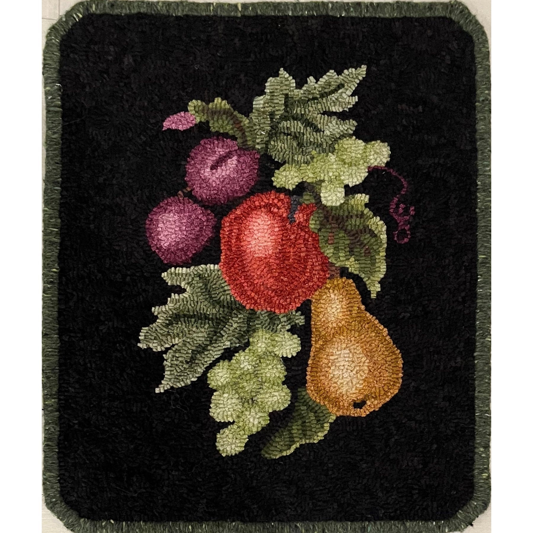 Fruit, rug hooked by Marci Braun