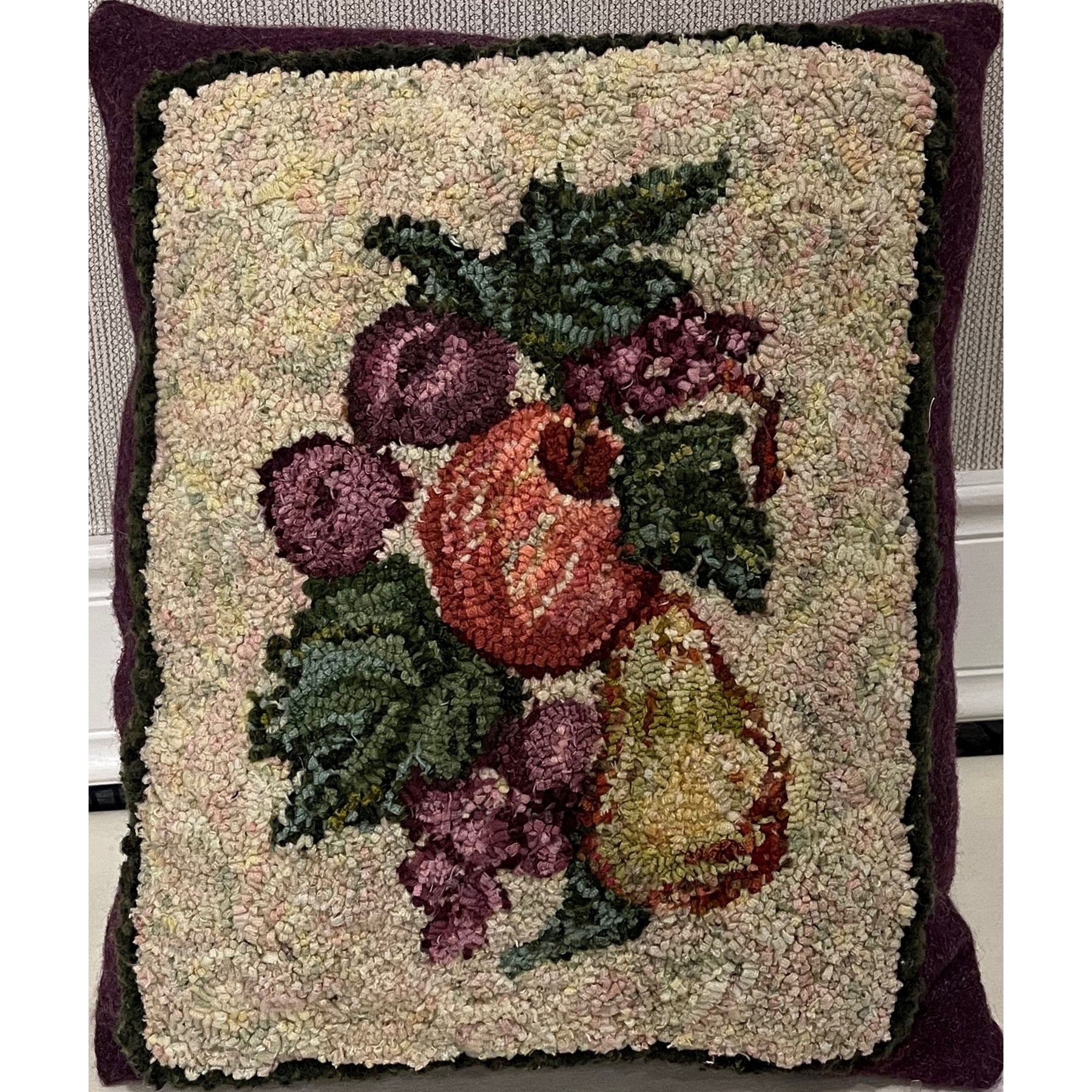 Fruit, rug hooked by Sherri Petersen