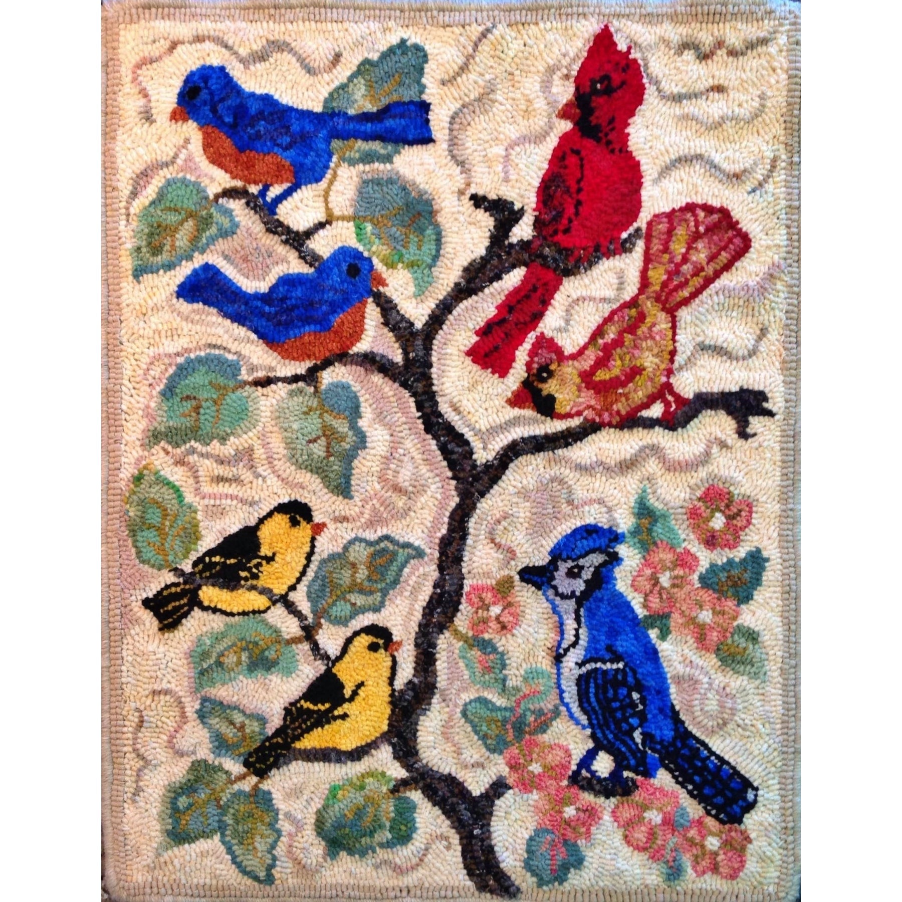 Seasonal Birds, rug hooked by Vicky Germroth