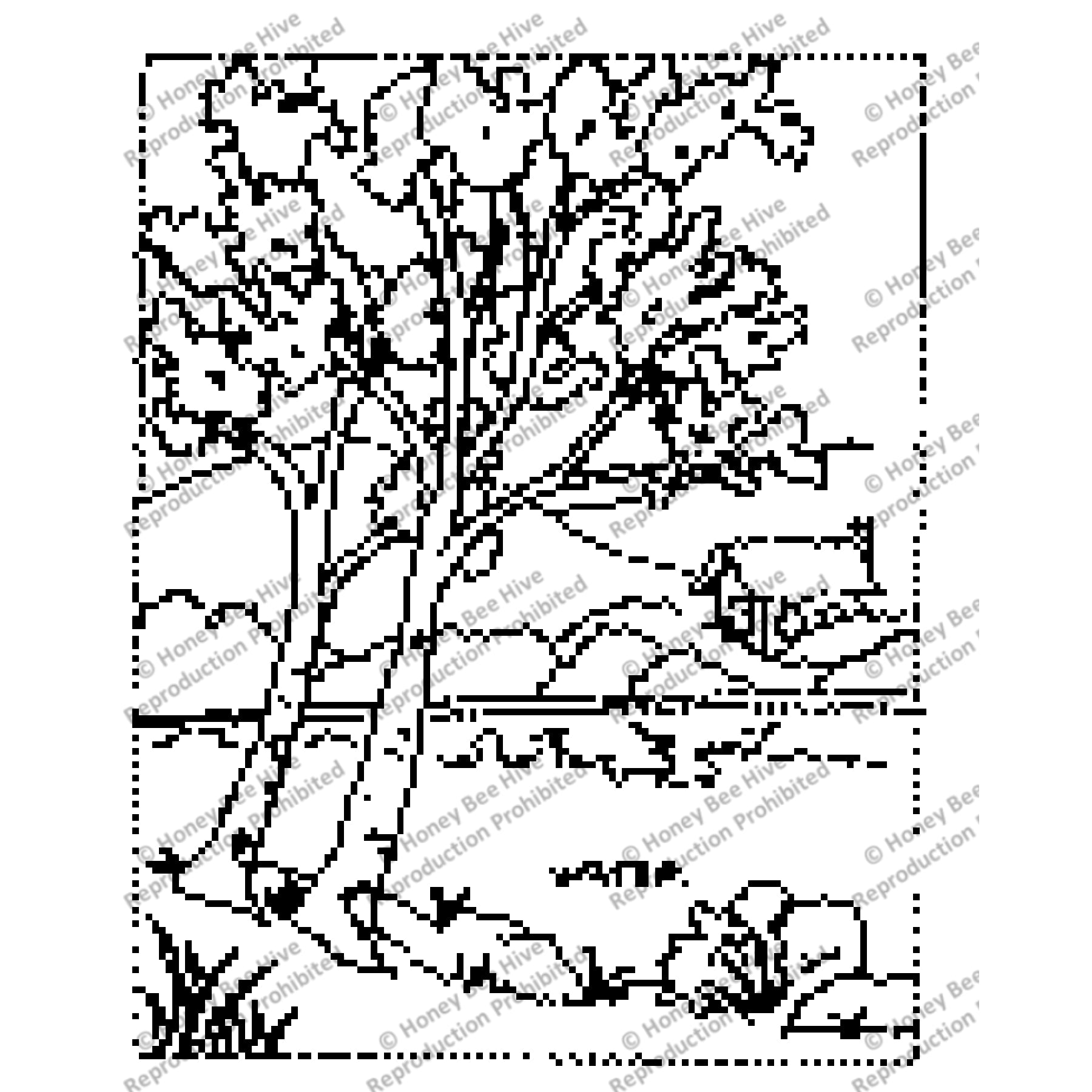 Birches, rug hooking pattern