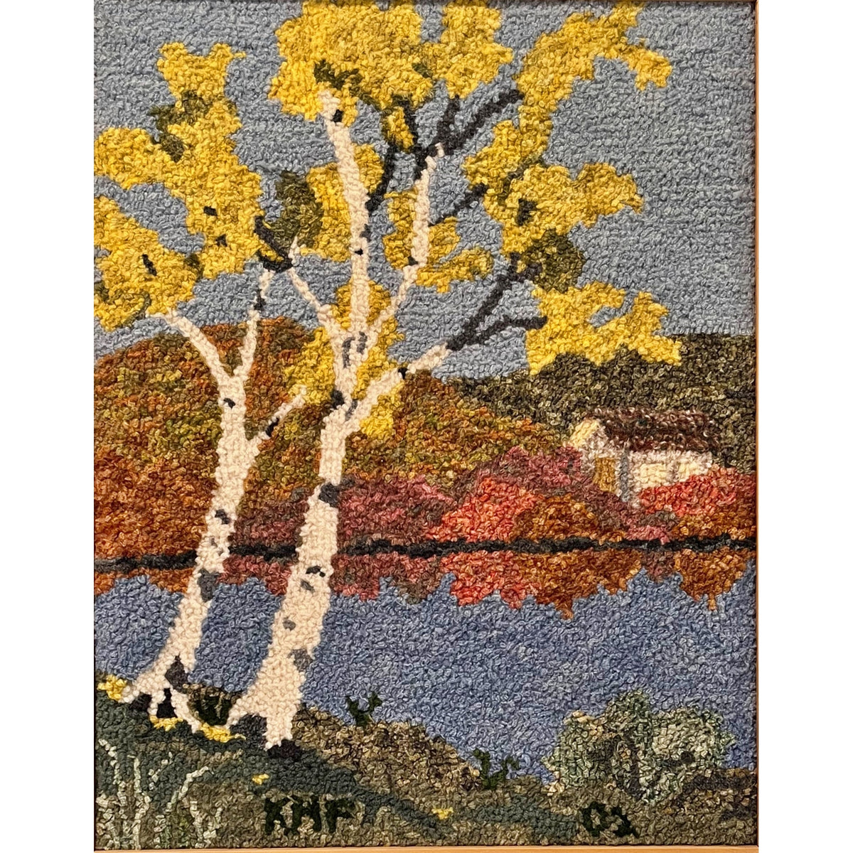 Birches, rug hooked by Kathy Kovaric