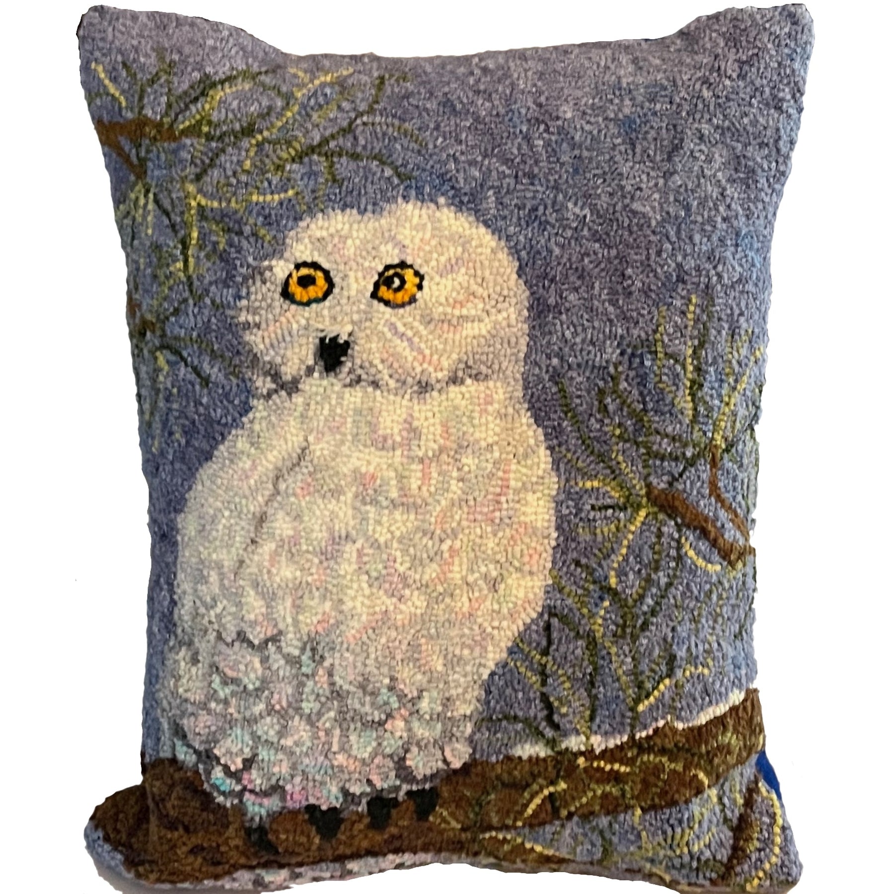 Snowy Owl, rug hooked by Karen Jones