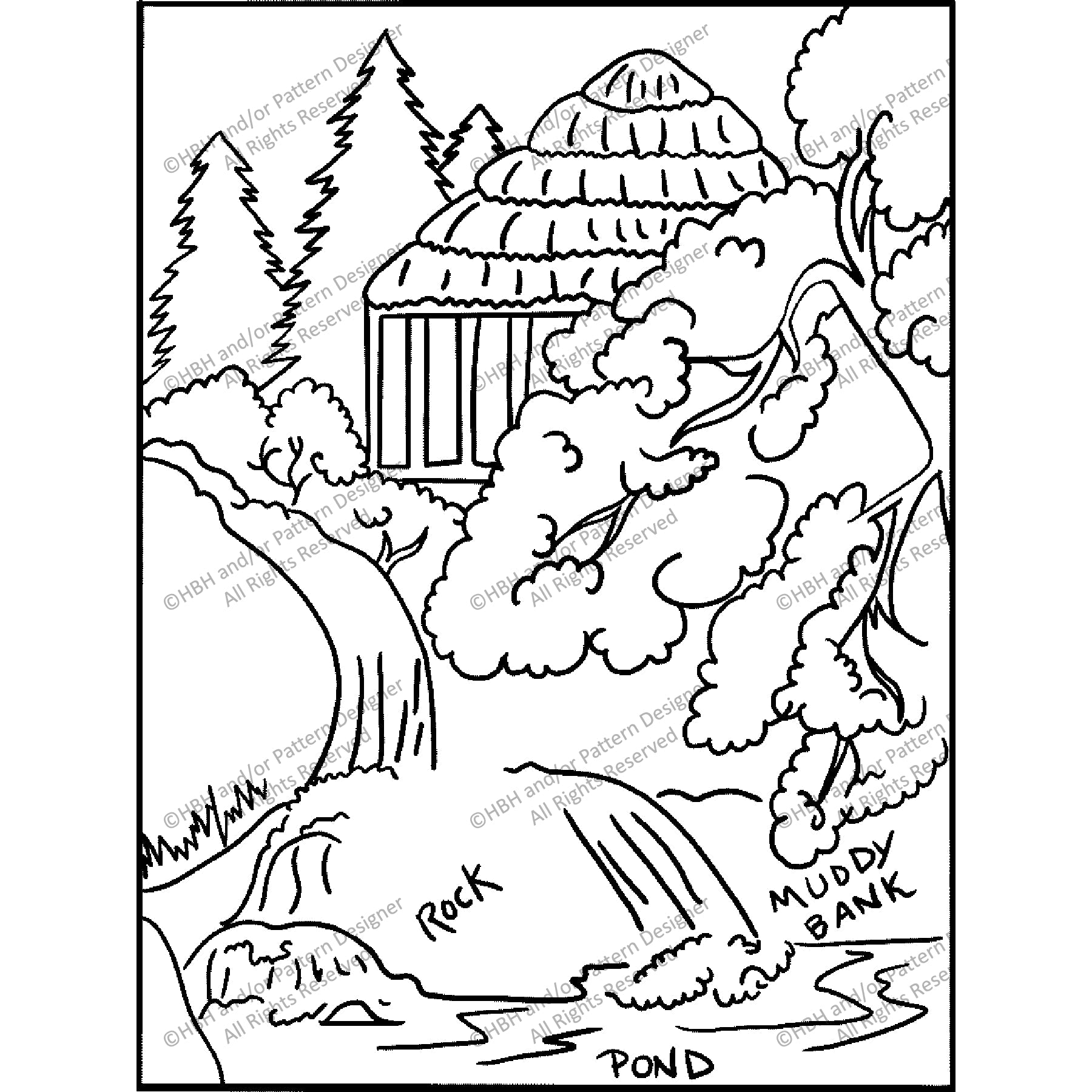 Waterfall, rug hooking pattern