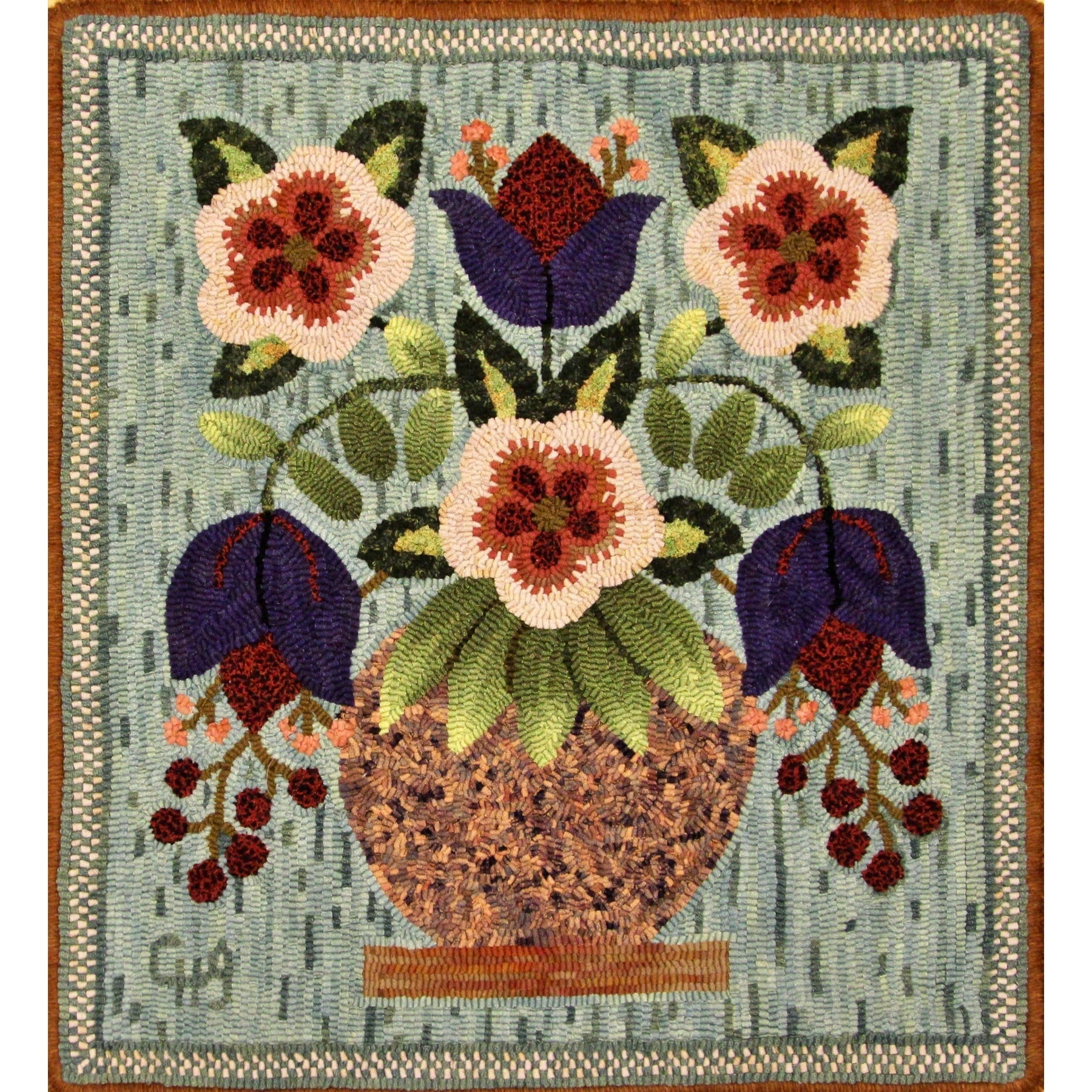 Attic Treasures, rug hooked by Cheryl Halliday