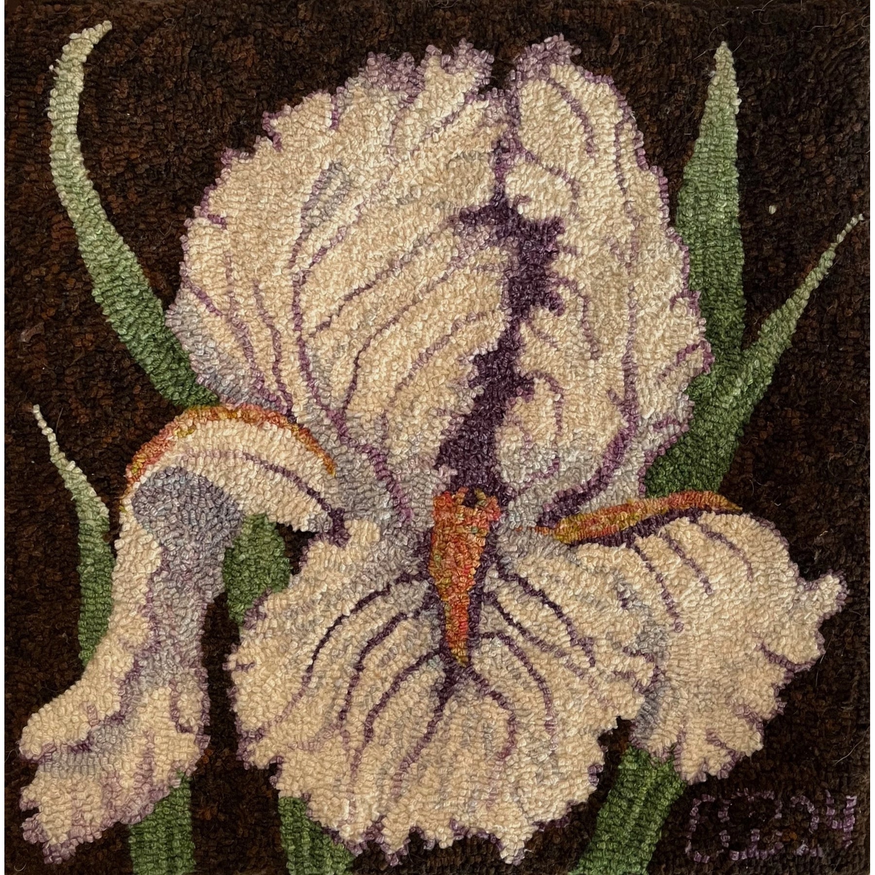 Iris O'Keefe, rug hooked by Elania West
