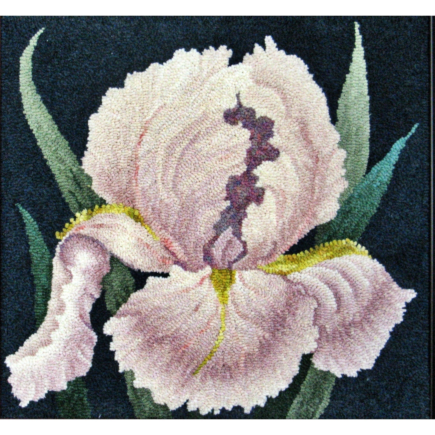 Iris O'Keefe, rug hooked by Linda Bell