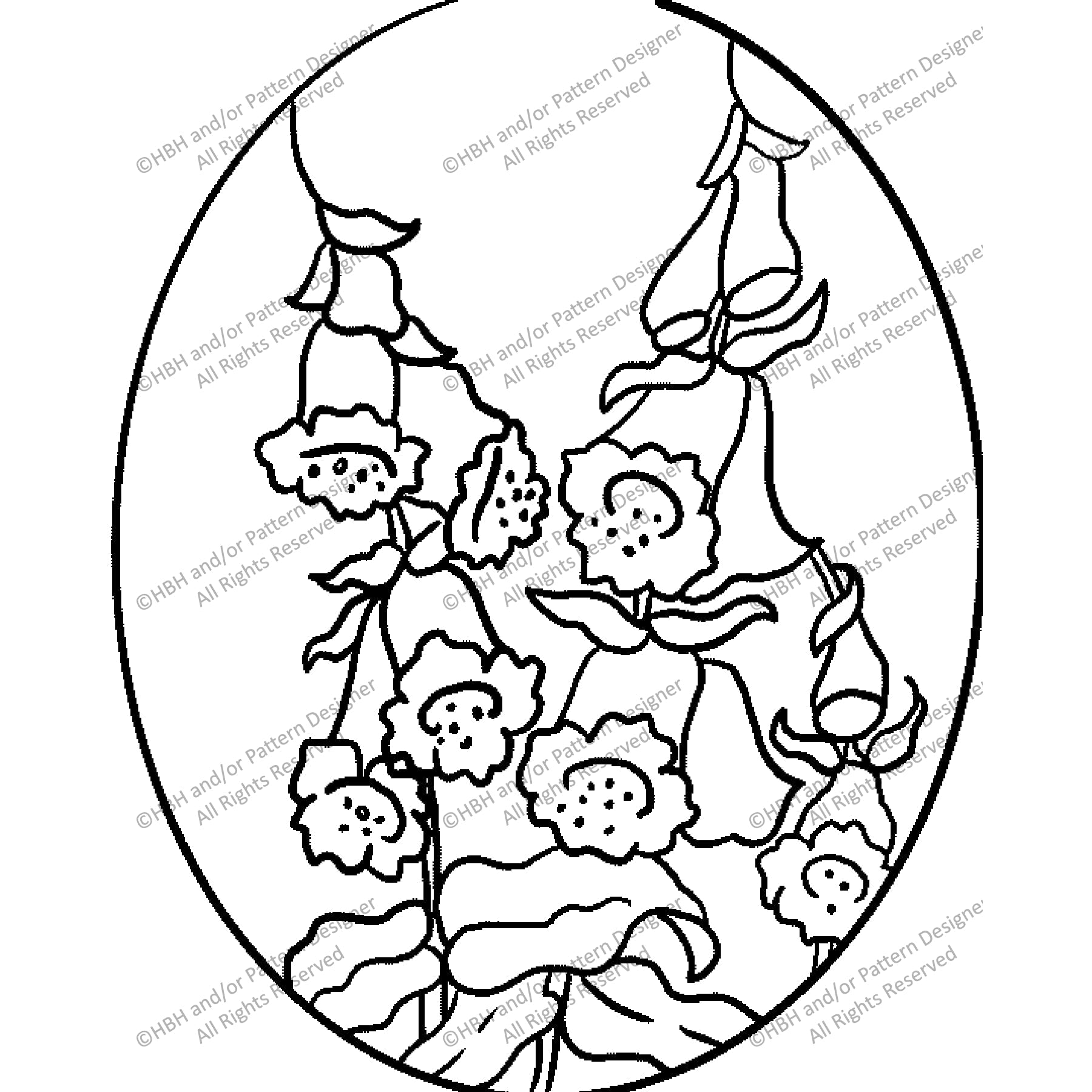 Foxglove, rug hooking pattern