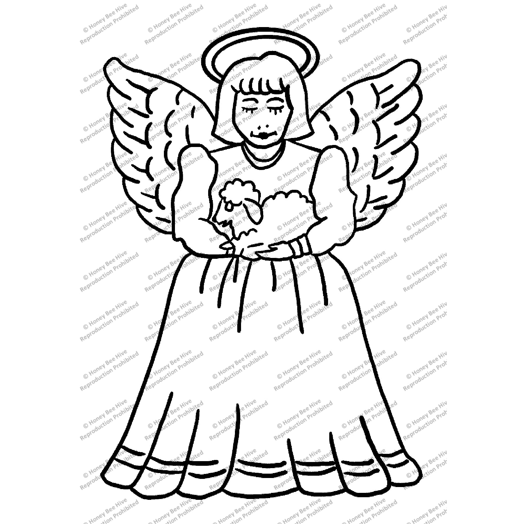 Christmas Angel, rug hooking pattern