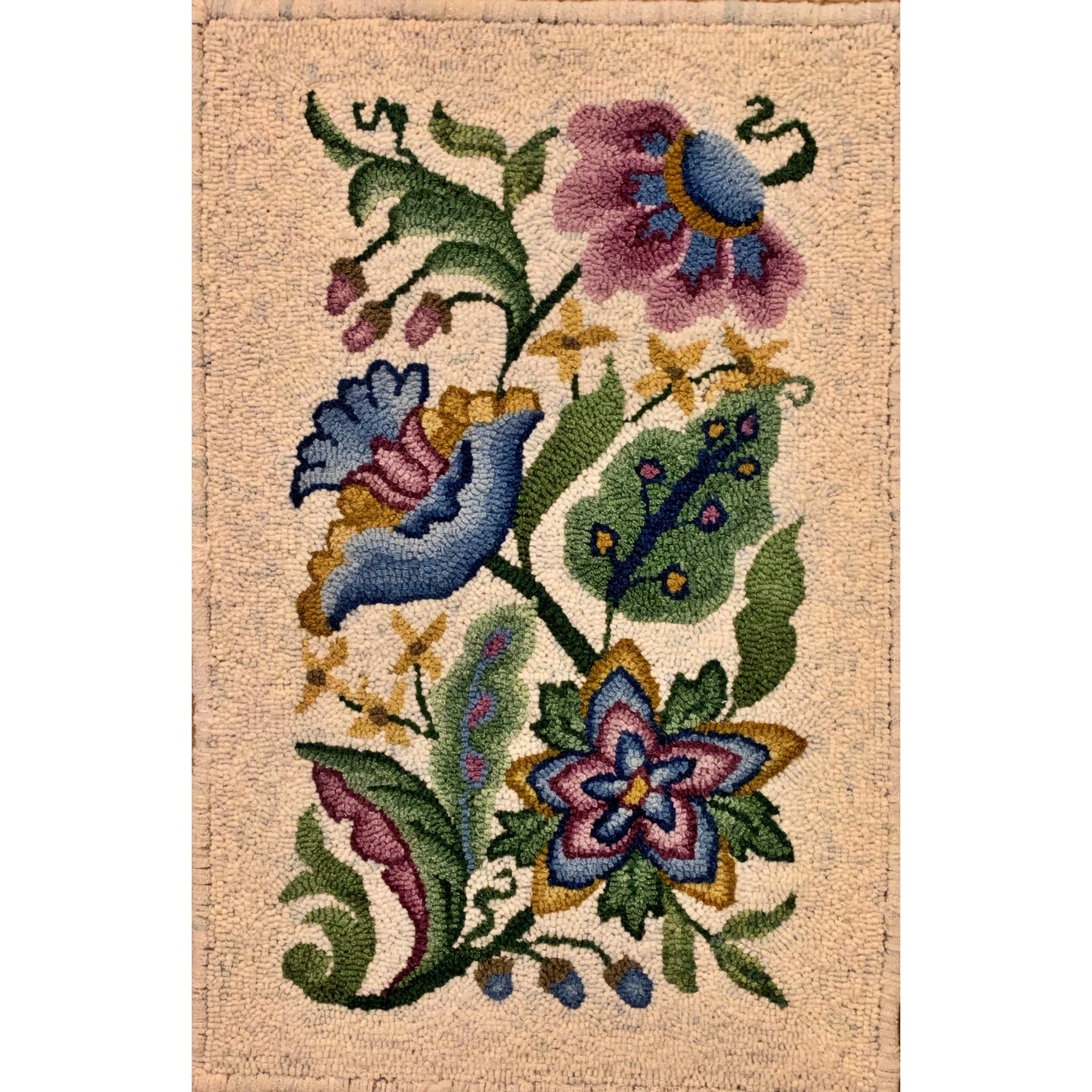 Crewel Desire, rug hooked by Margaret Bedle