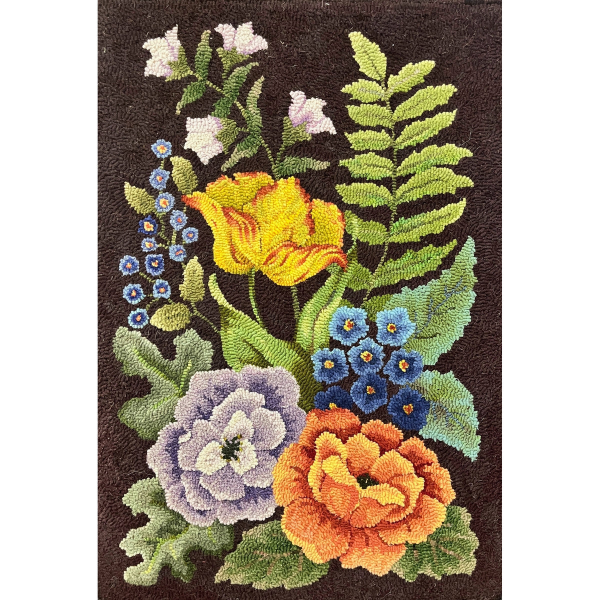 Floral Potouri, rug hooked by Connie Bradley