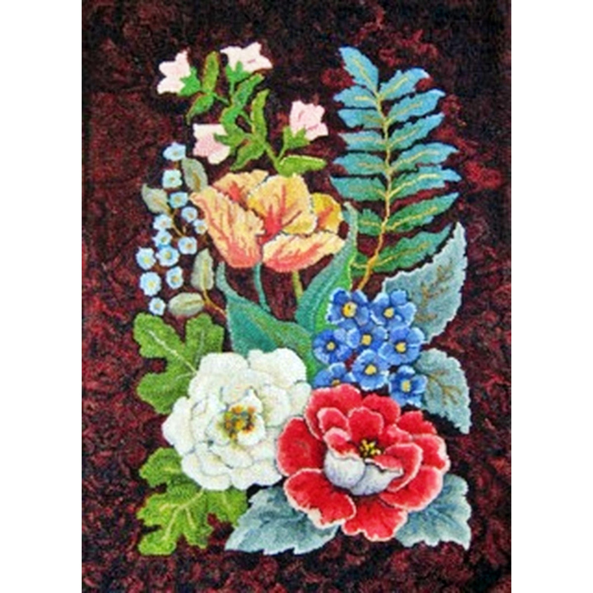 Floral Potouri, rug hooked by Cheryl Bollenbach