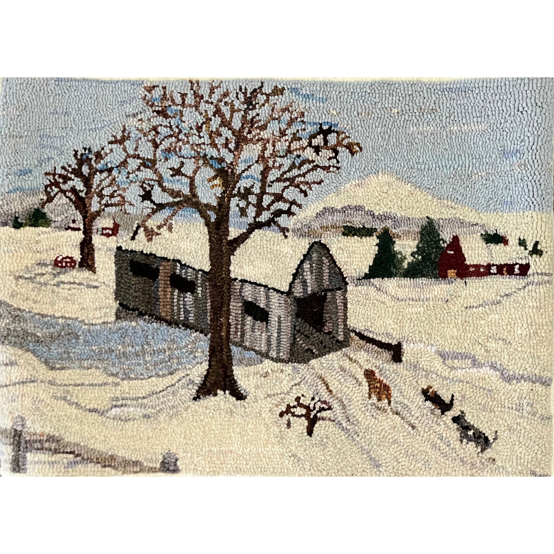 Snowed-in, rug hooked by Janet Williams