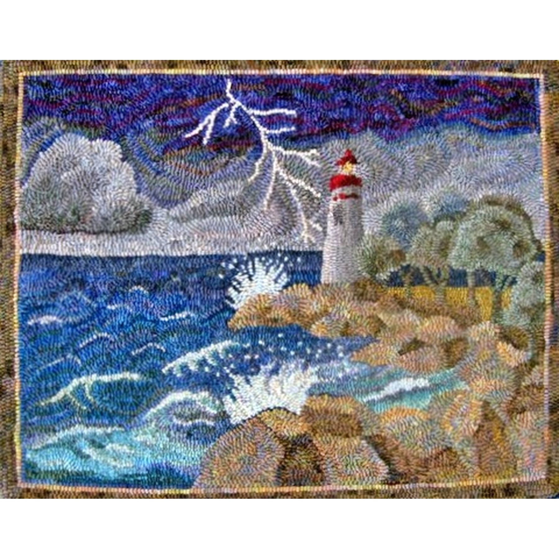 Sandusky Light House, rug hooked by Karen Maddox