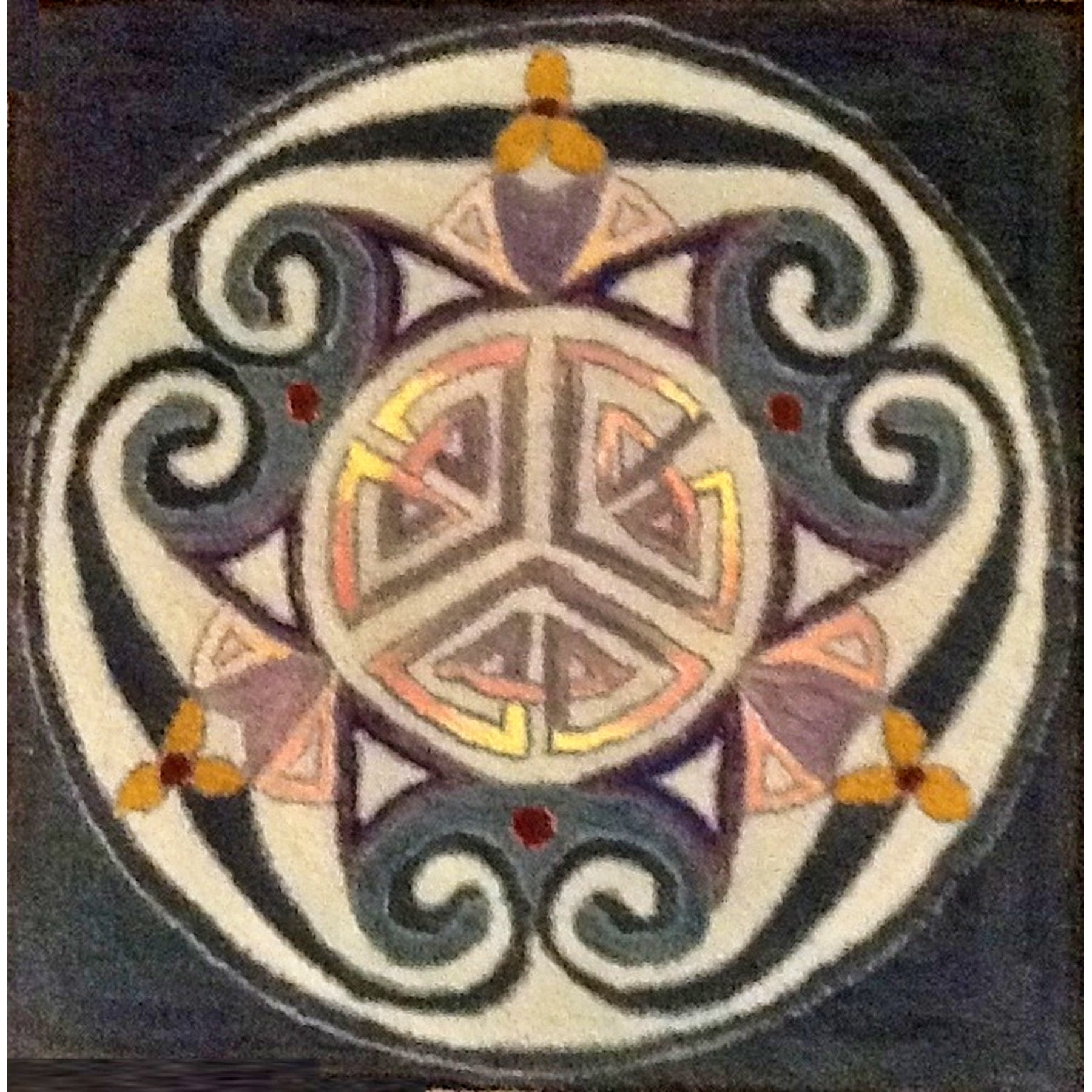 Celtic Roundel, rug hooked by Alma Coia