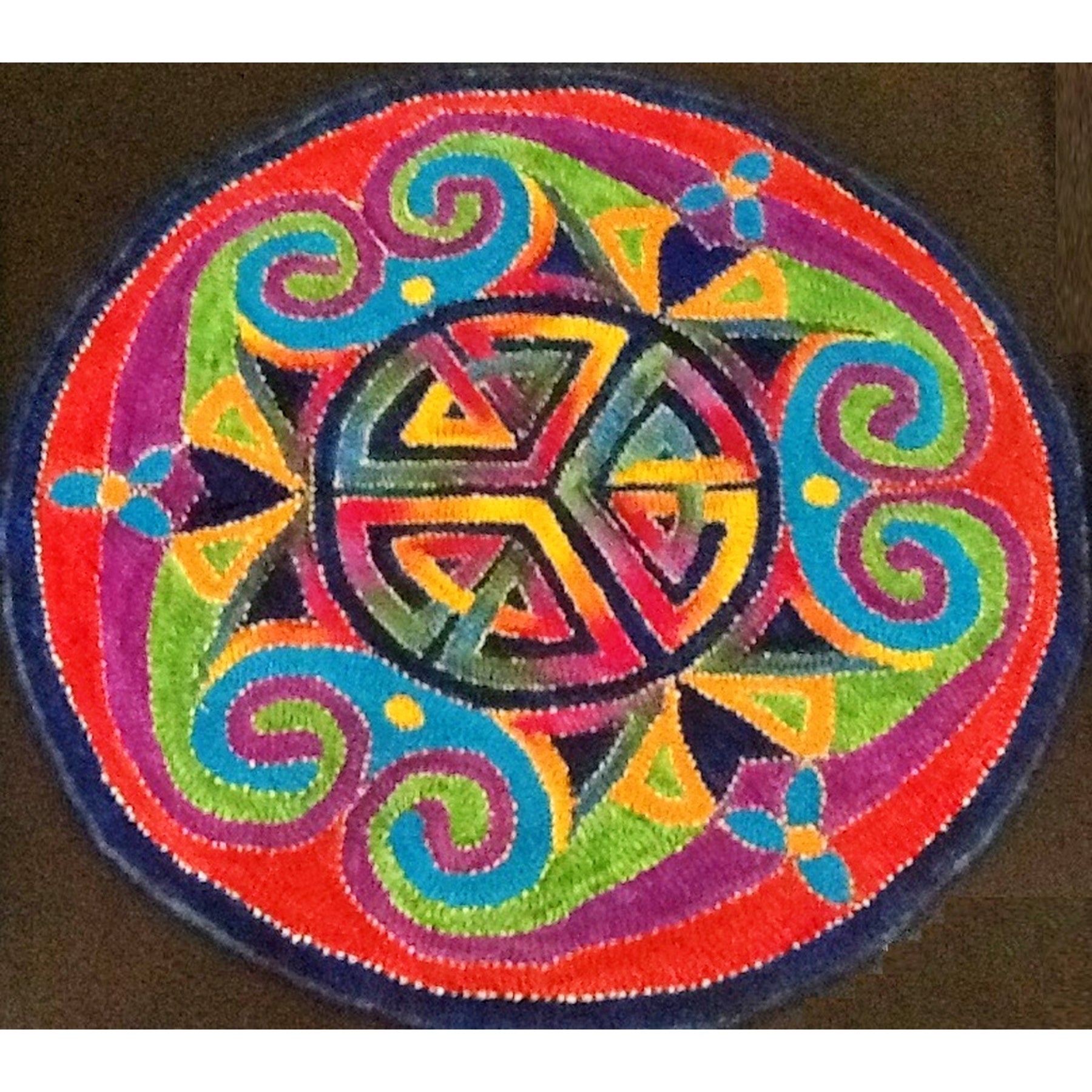 Celtic Roundel, rug hooked by Vivily Powers