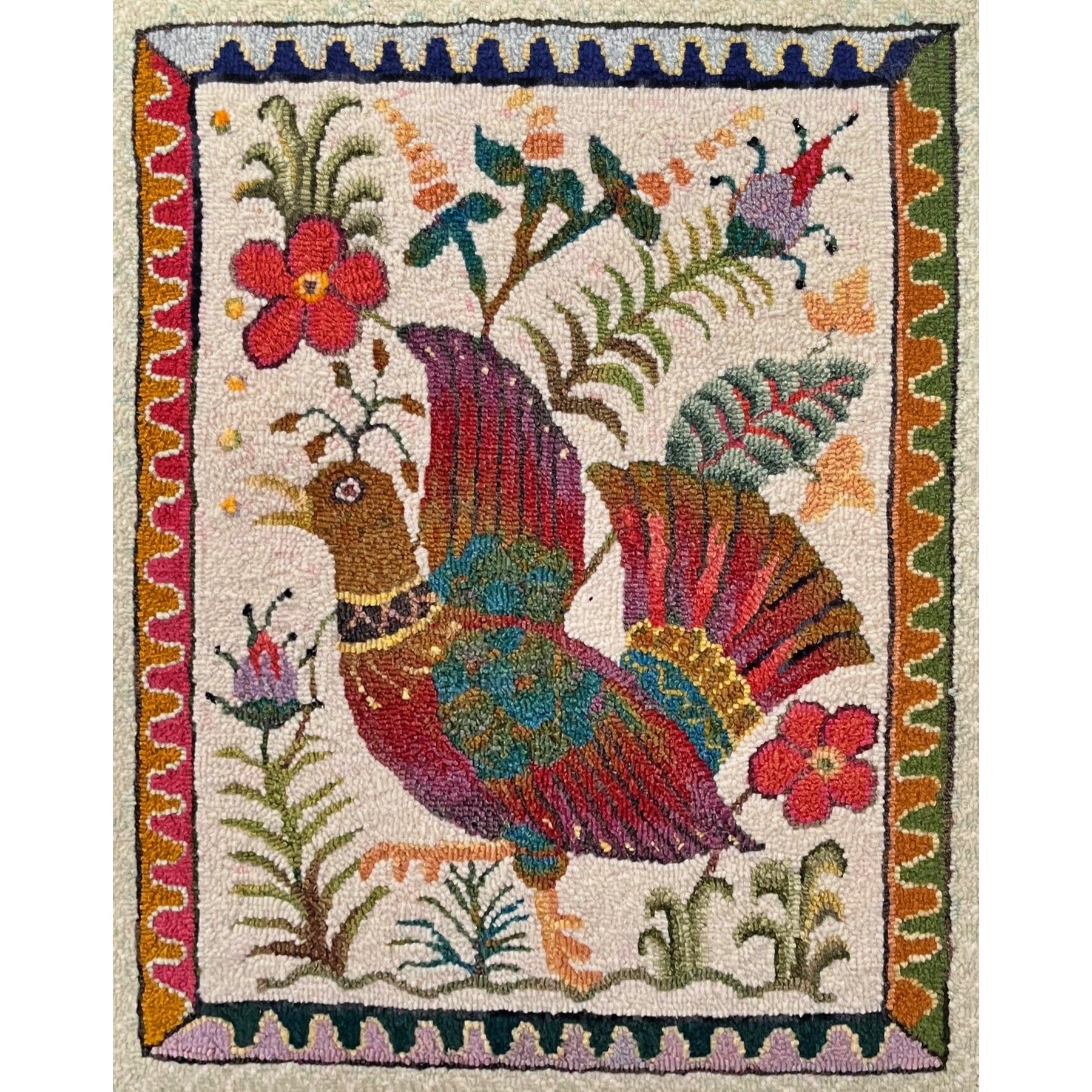 Oh Joyful Color, rug hooked by Jane McGown Flynn