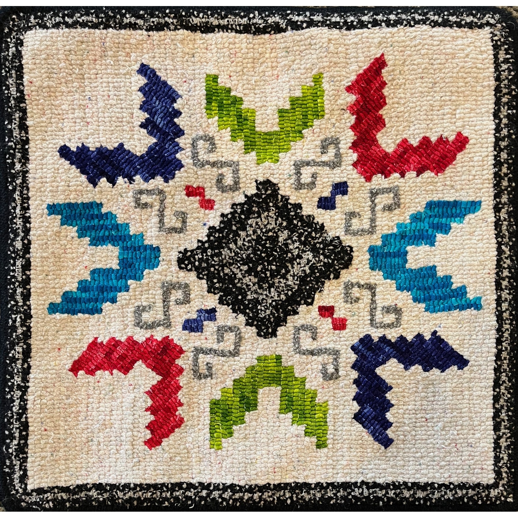 Big Pueblo Weaver, rug hooked by Linda Wills