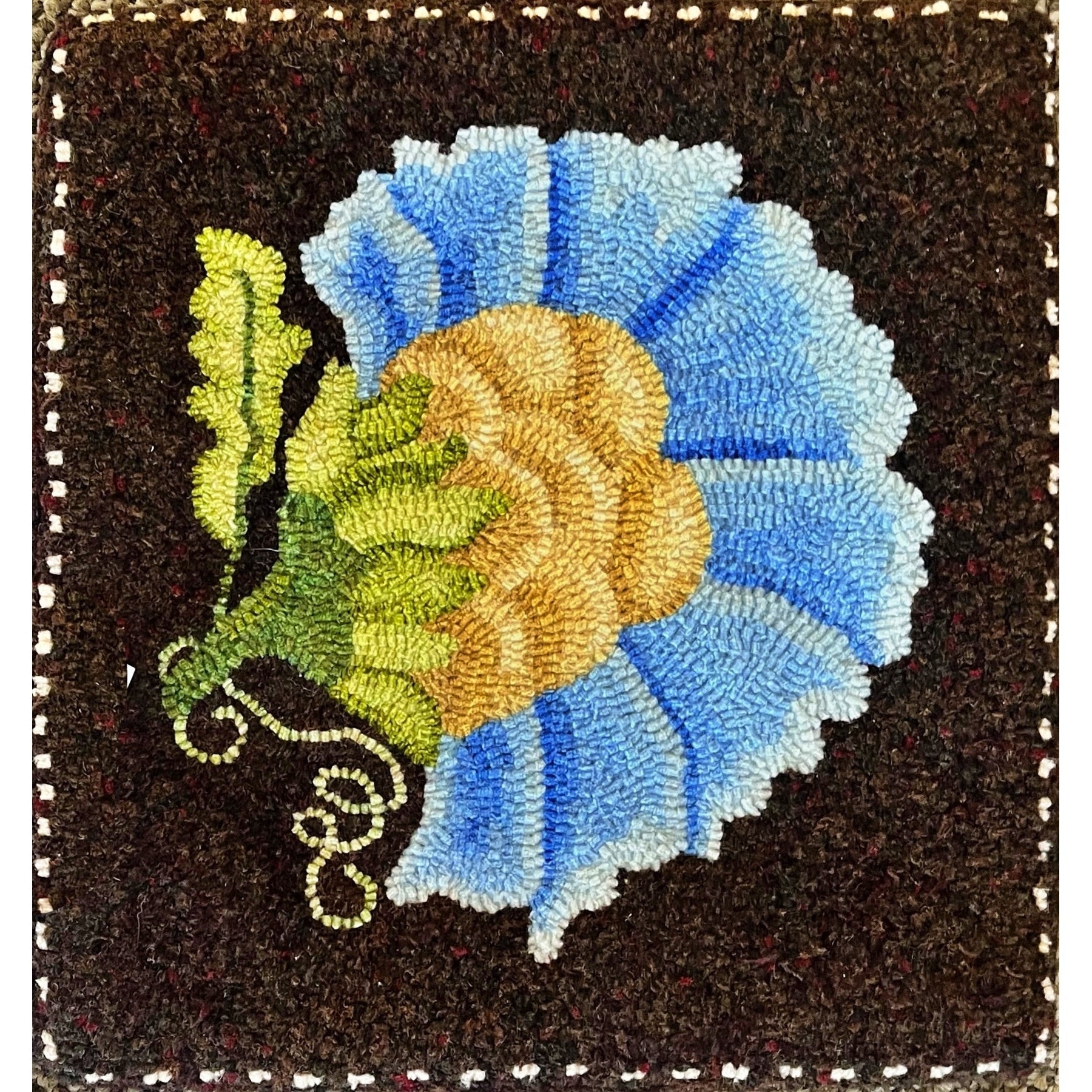 Woodbound Morris Panel, rug hooked by Christine Cartmell