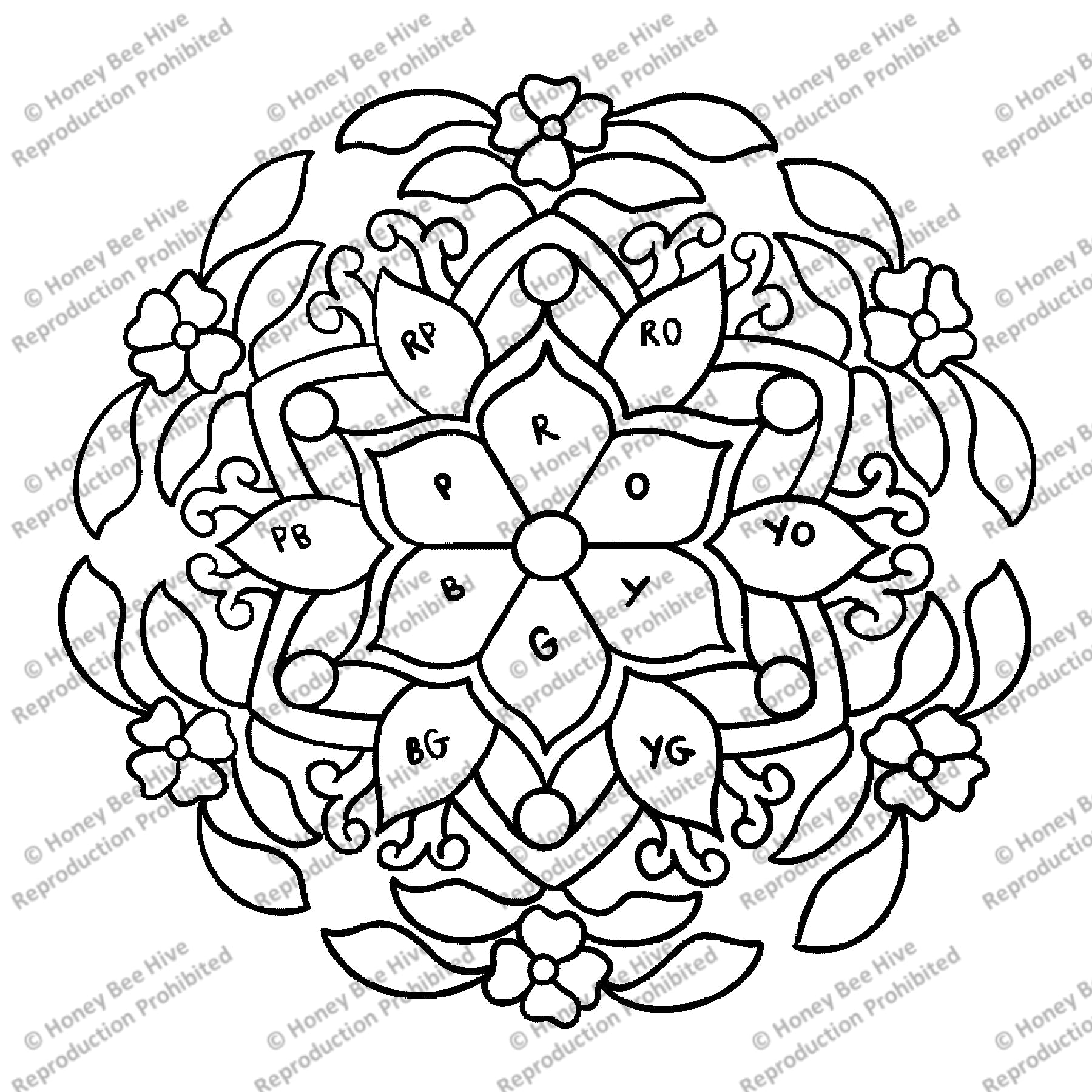 Color Mandala, rug hooking pattern