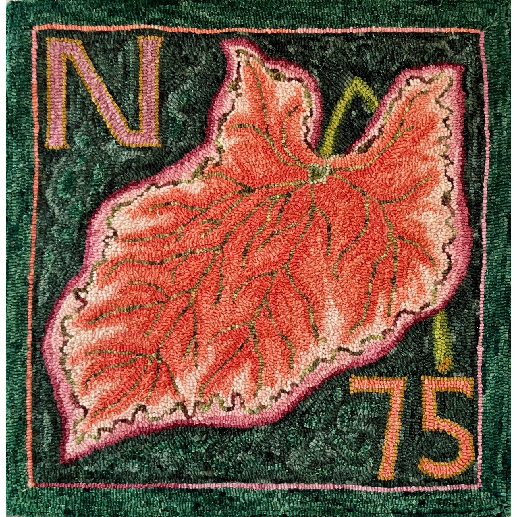 Publick House Coleus - Northern McGown 75th Anniversay Rug, rug hooked by Jane McGown Flynn