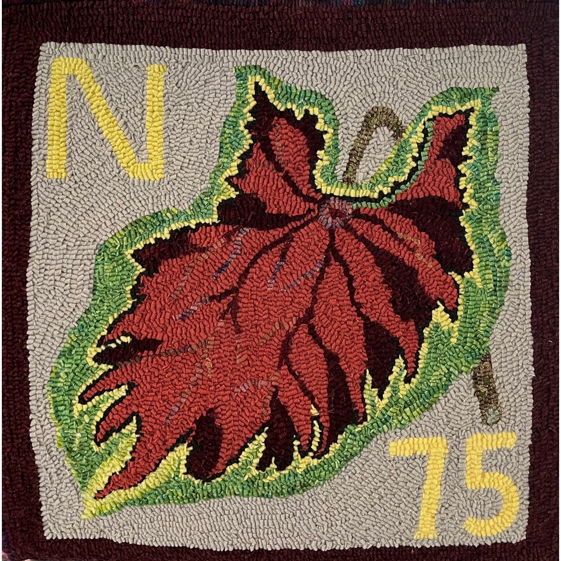 Publick House Coleus - Northern McGown 75th Anniversay Rug, rug hooked by Keiko Sana