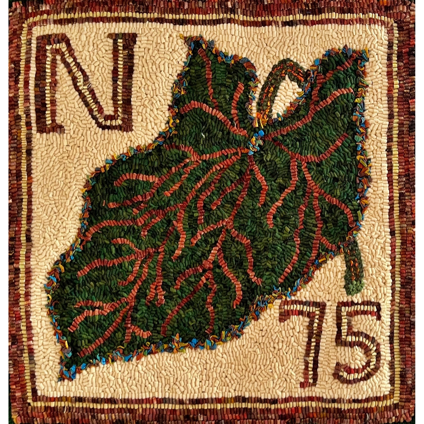 Publick House Coleus - Northern McGown 75th Anniversay Rug, rug hooked by Stacey Van Dyne