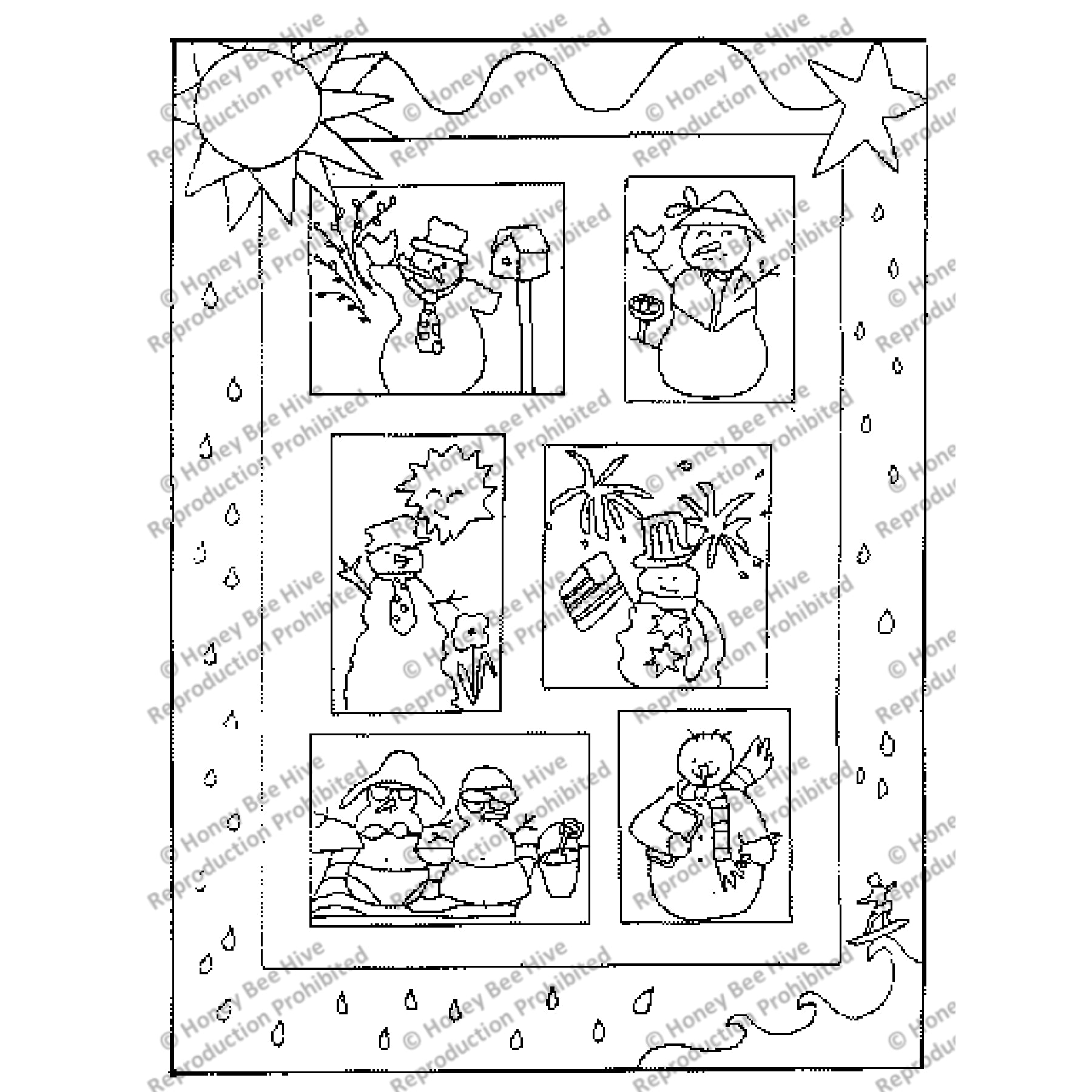 Snowpeople - Warm Months, rug hooking pattern