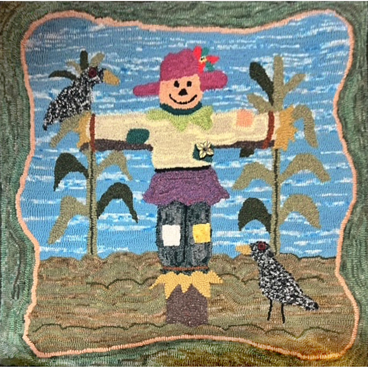 Scarecrow, rug hooked by Kathy Baldridge