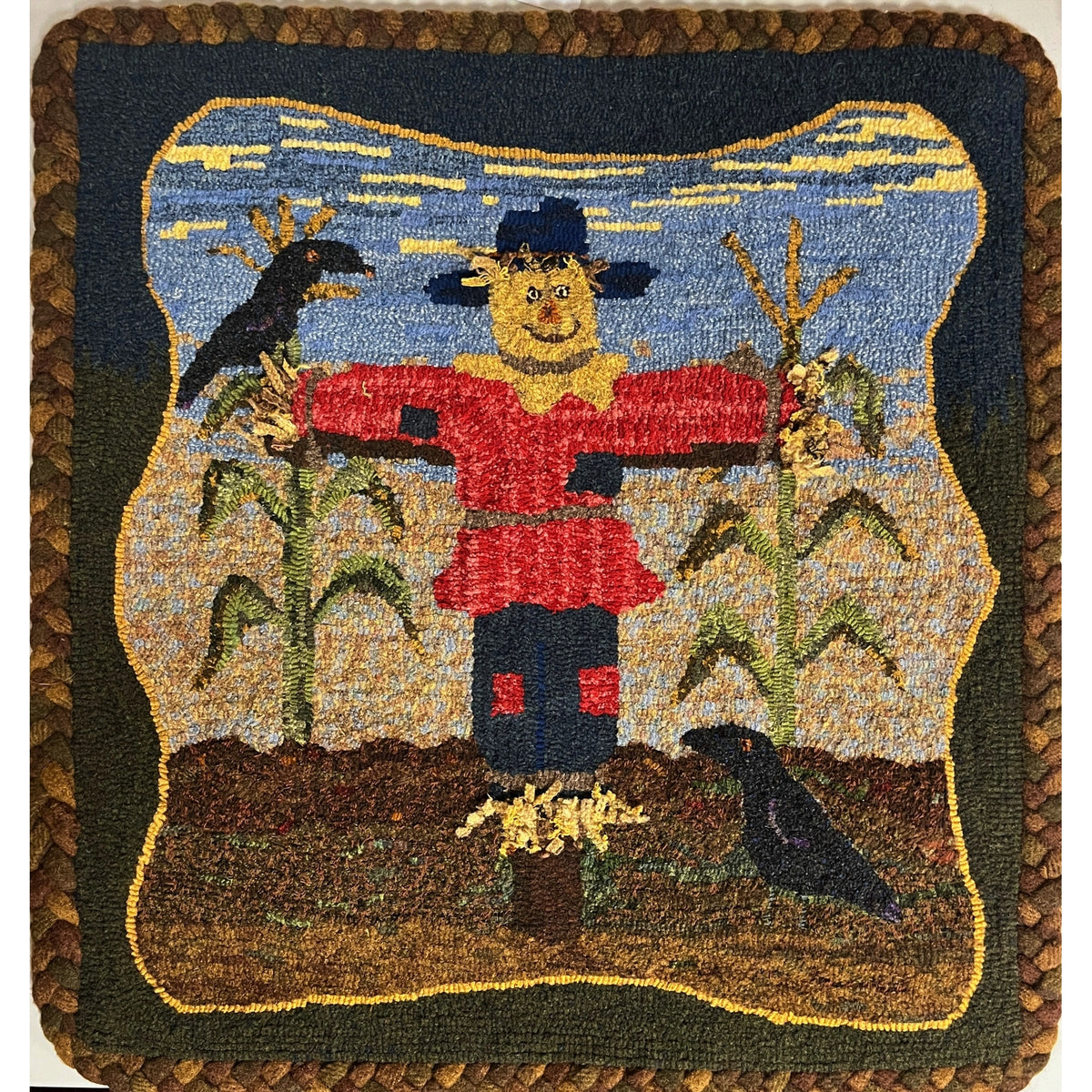 Scarecrow, rug hooked by Sally Kitchen